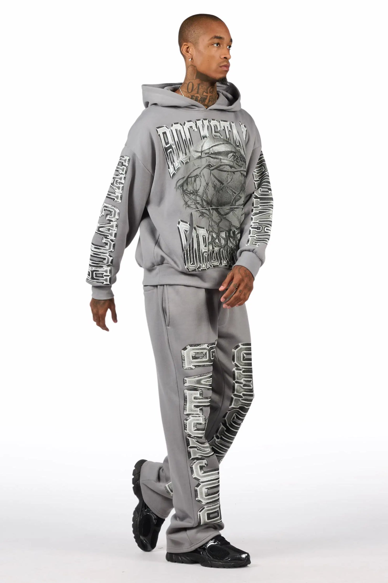 Rleague Grey Hoodie/Baggy Pant Track Set