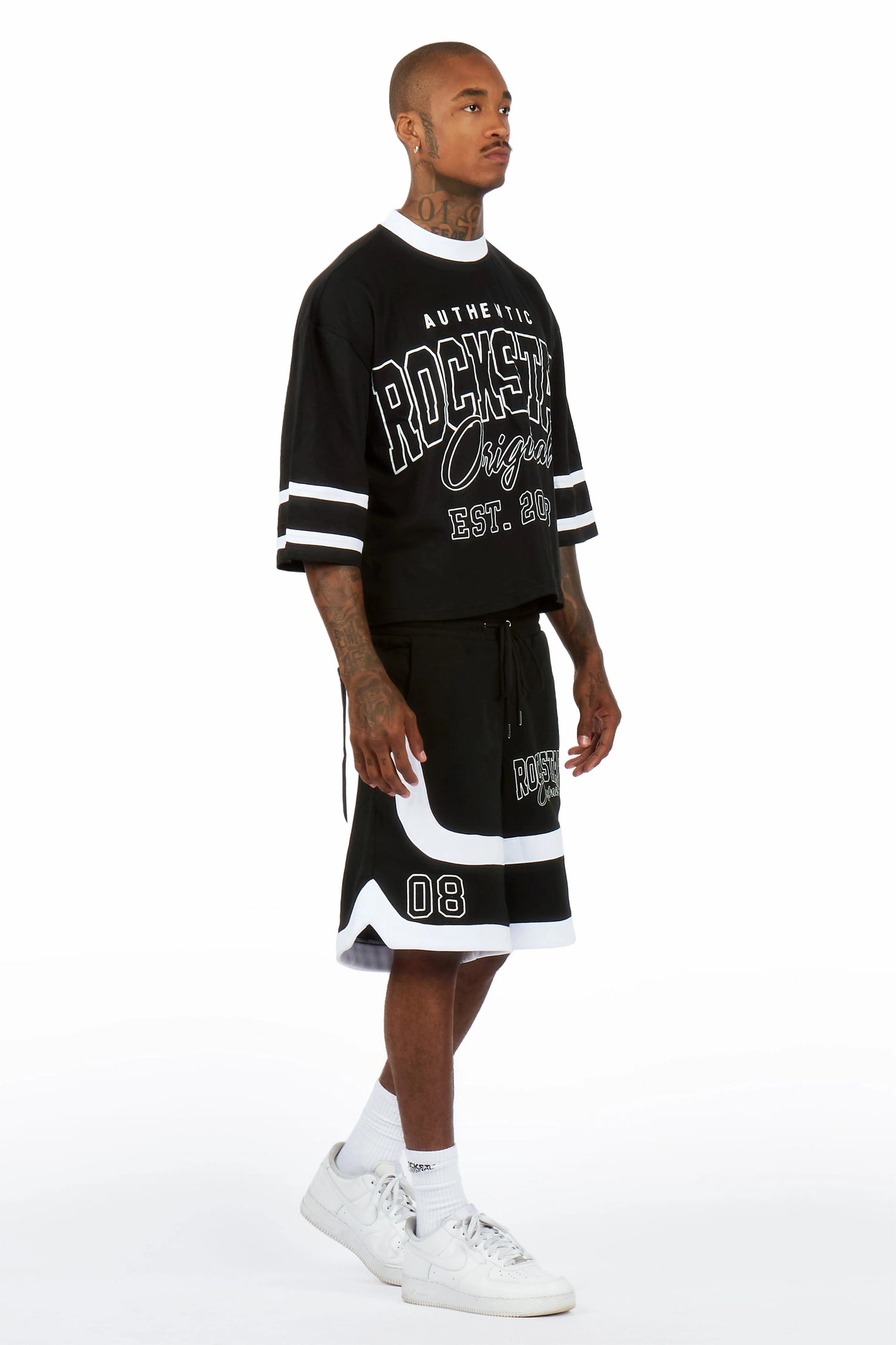 Redford Black T-Shirt/Double Waisted Short Set