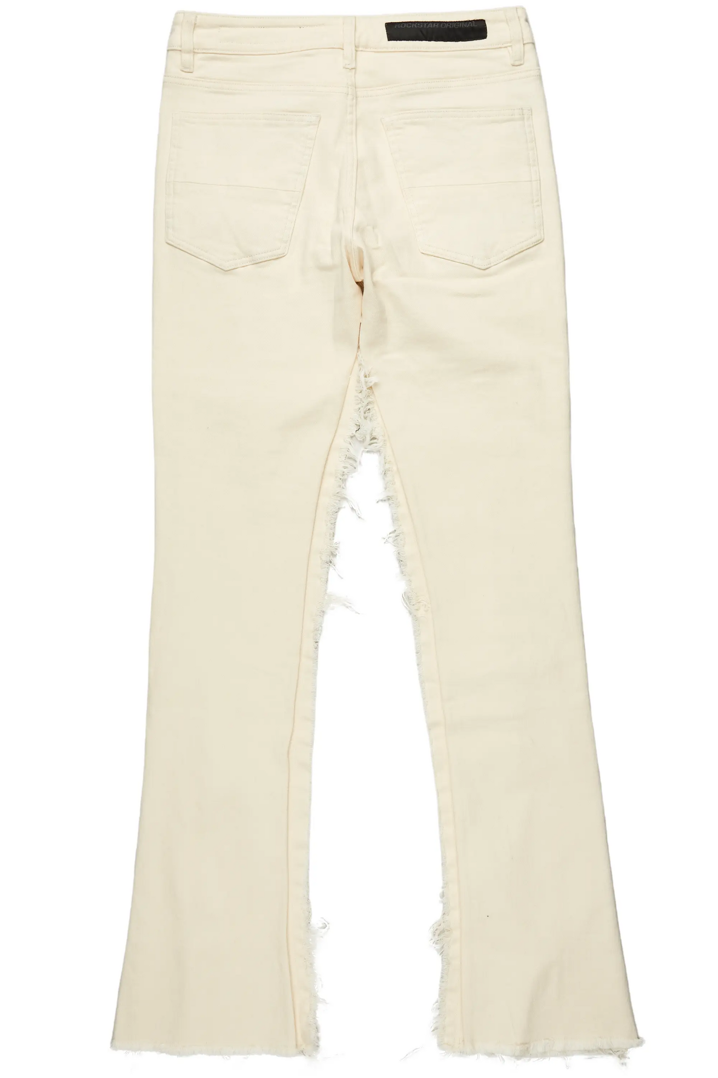 Rhys Beige Patchwork Stacked Flare Jean