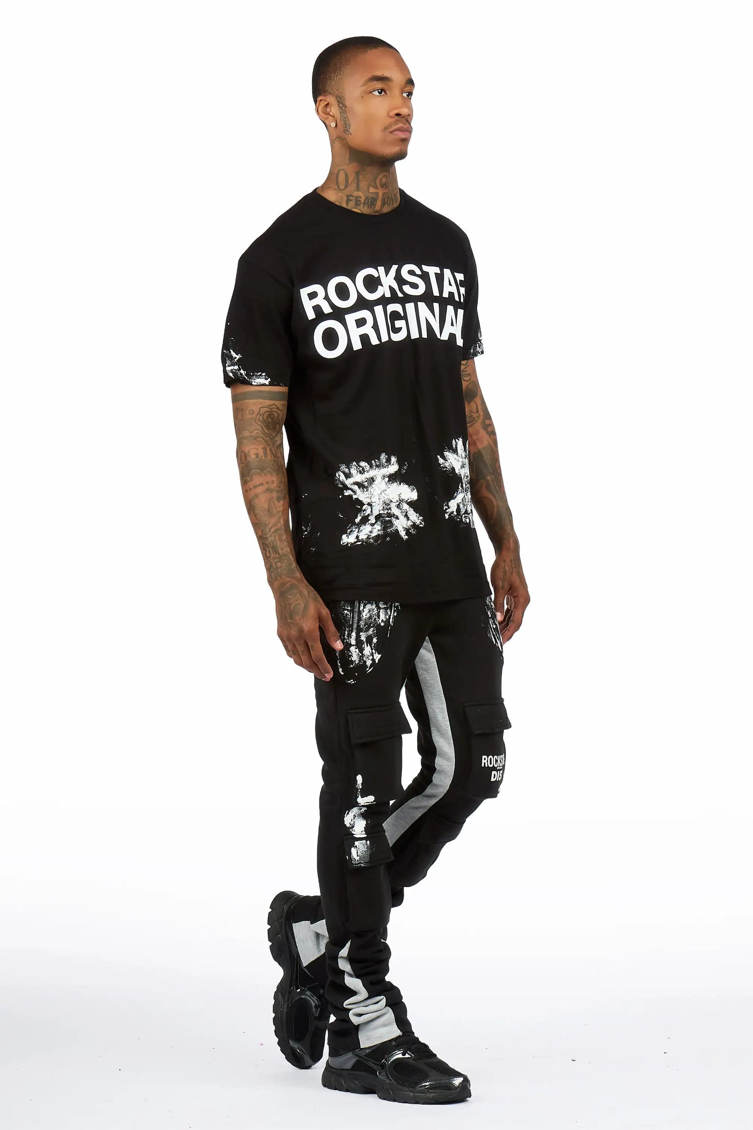 Antoon 2.0 Black T-Shirt/Stacked Flare Track Set