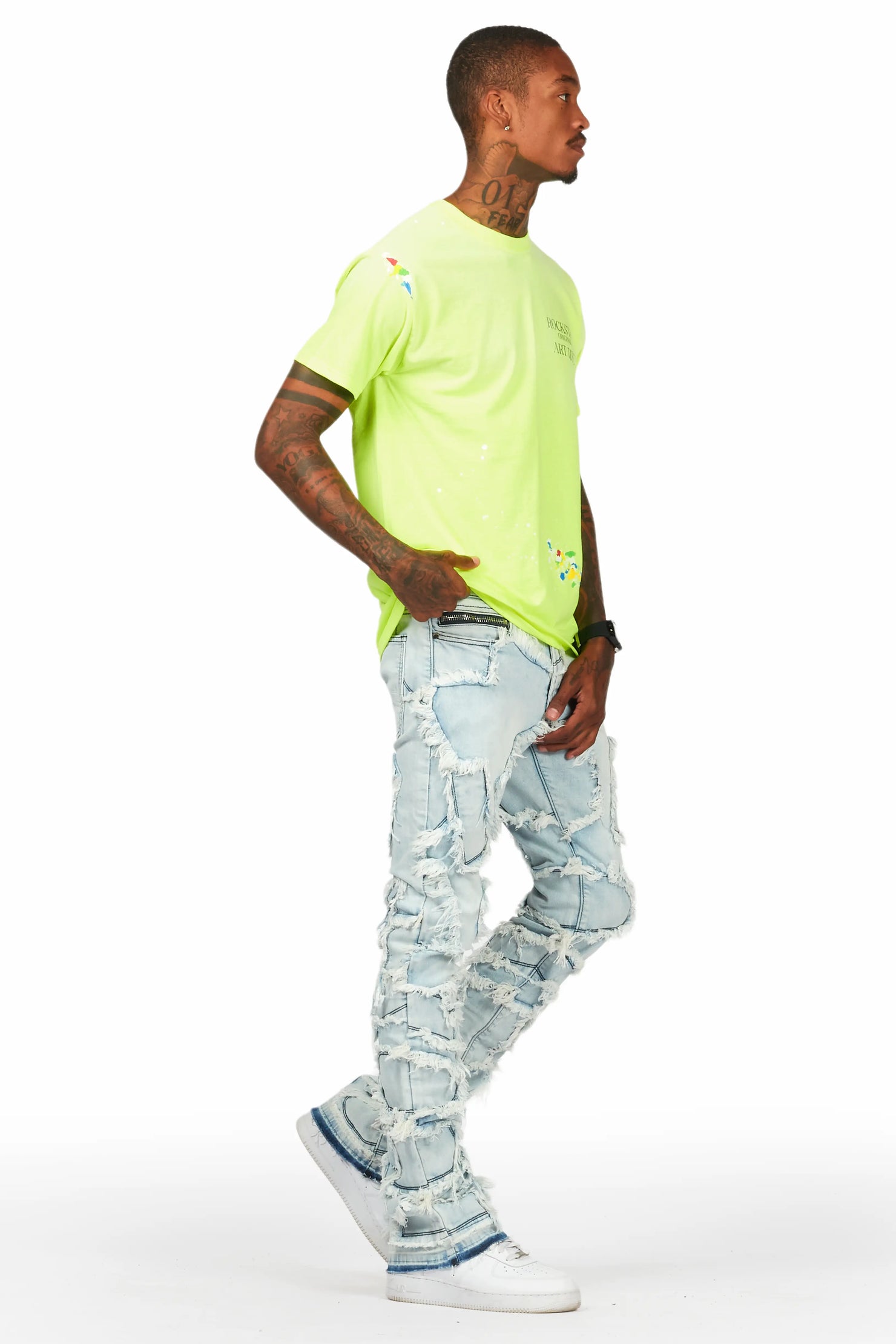 Arturo Light Blue Stacked Flare Jean