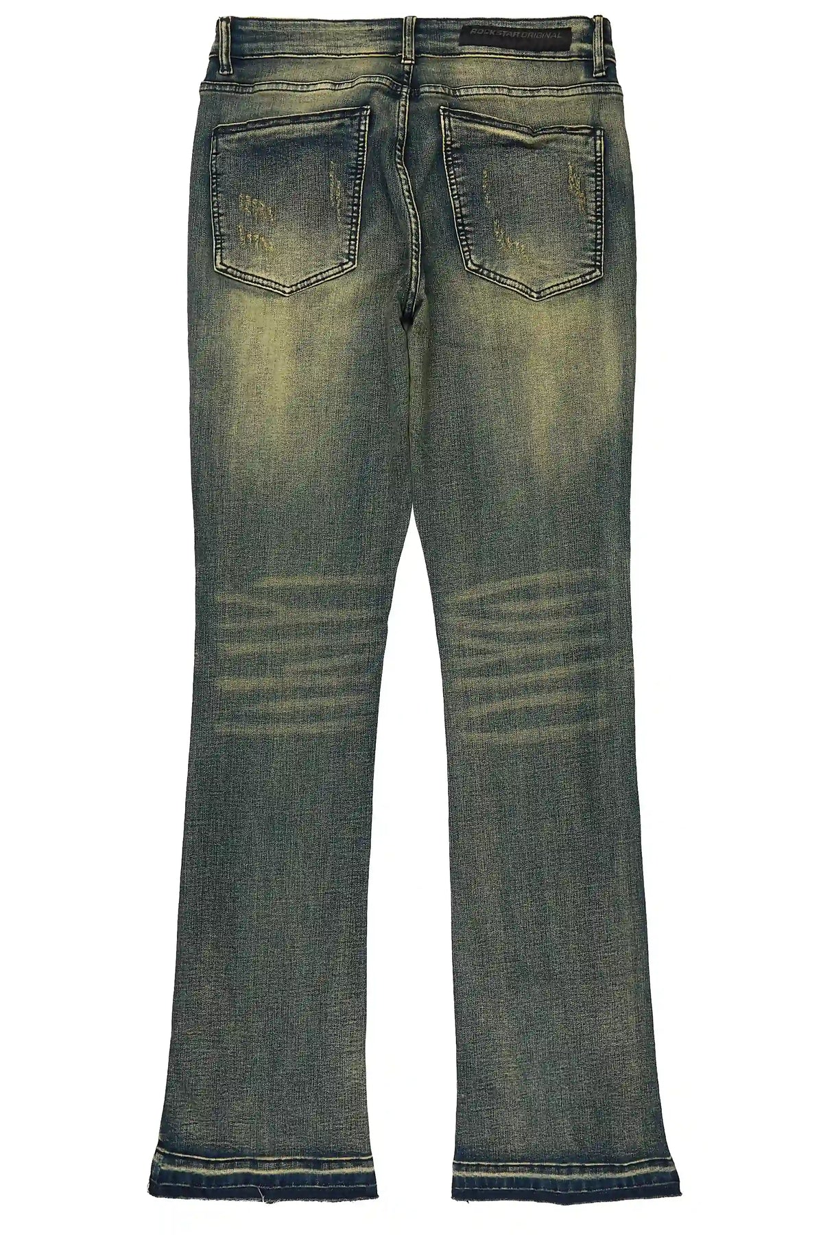 Kervin Dark Blue Rhinestone Stacked Jean