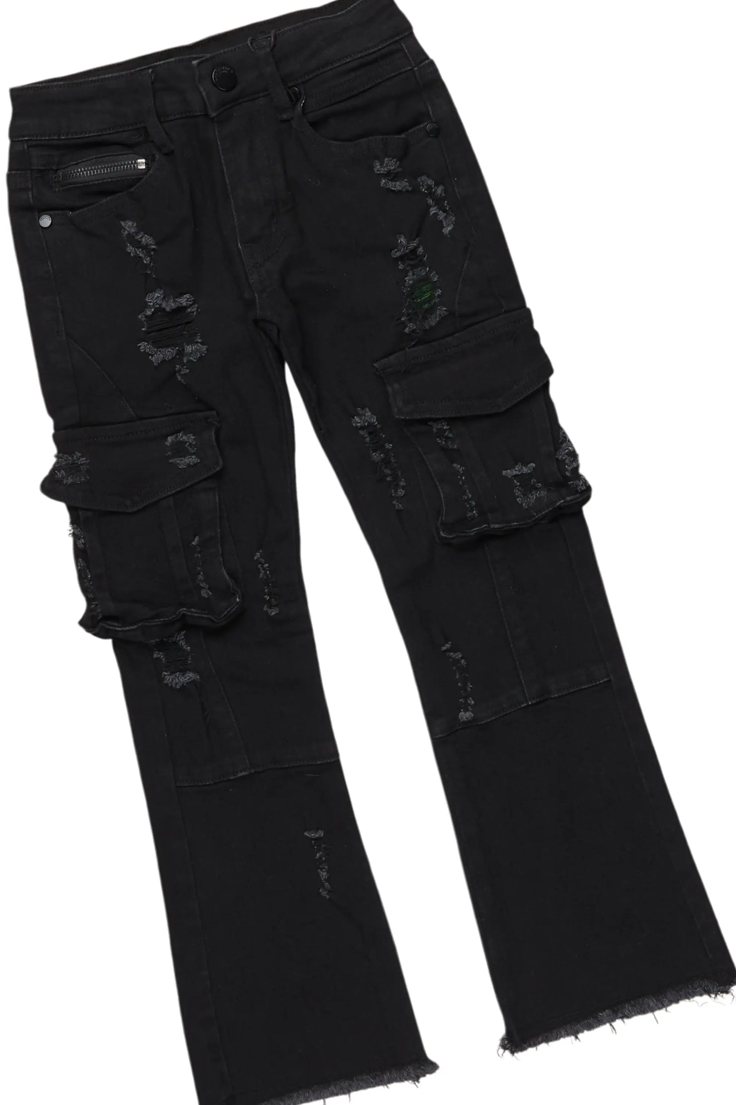 Boys Tadashi Black Hoodie/Stacked Flare Jean Set