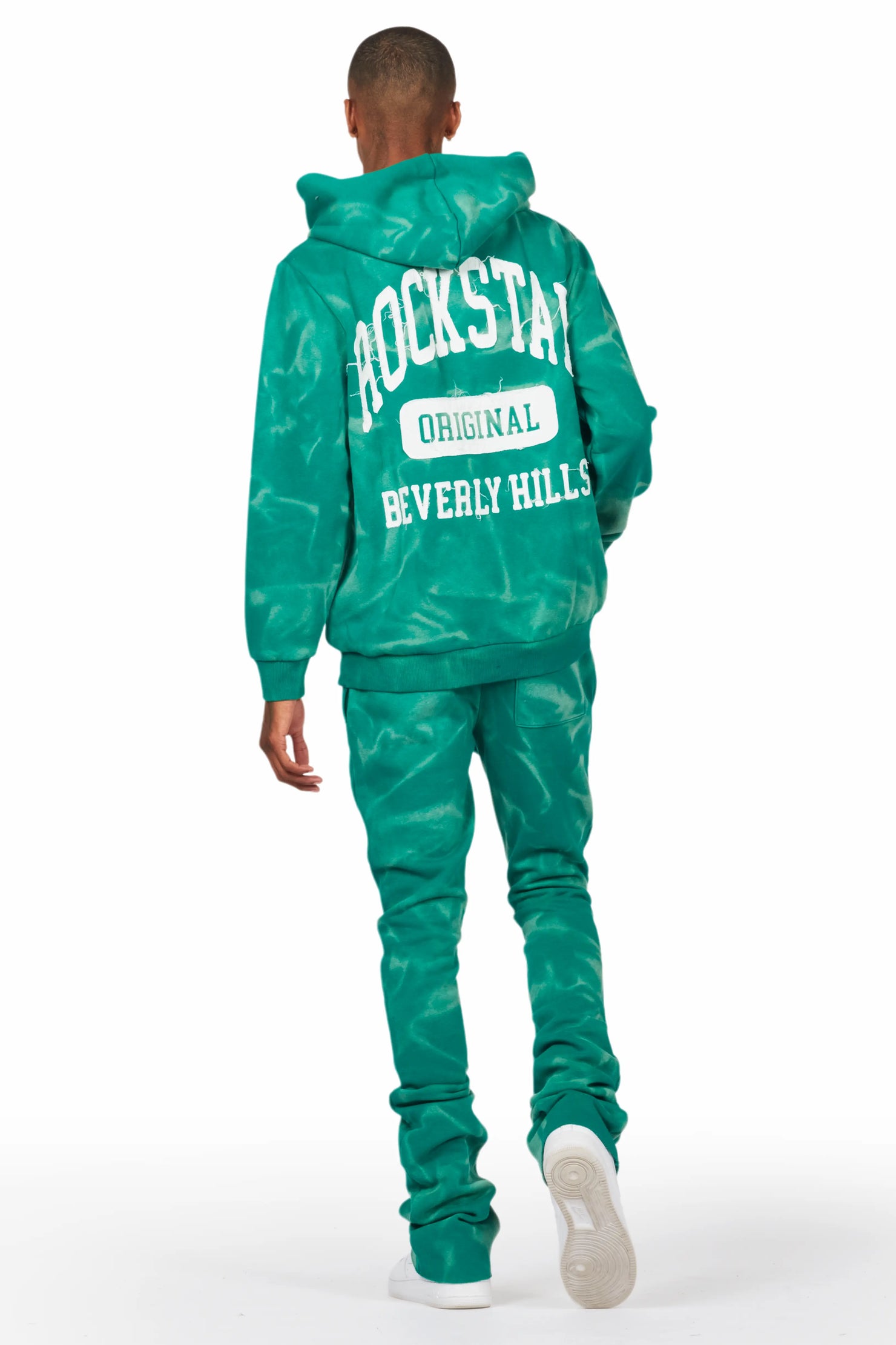 Member Green Hoodie Patchwork Stacked Flare Track Set
