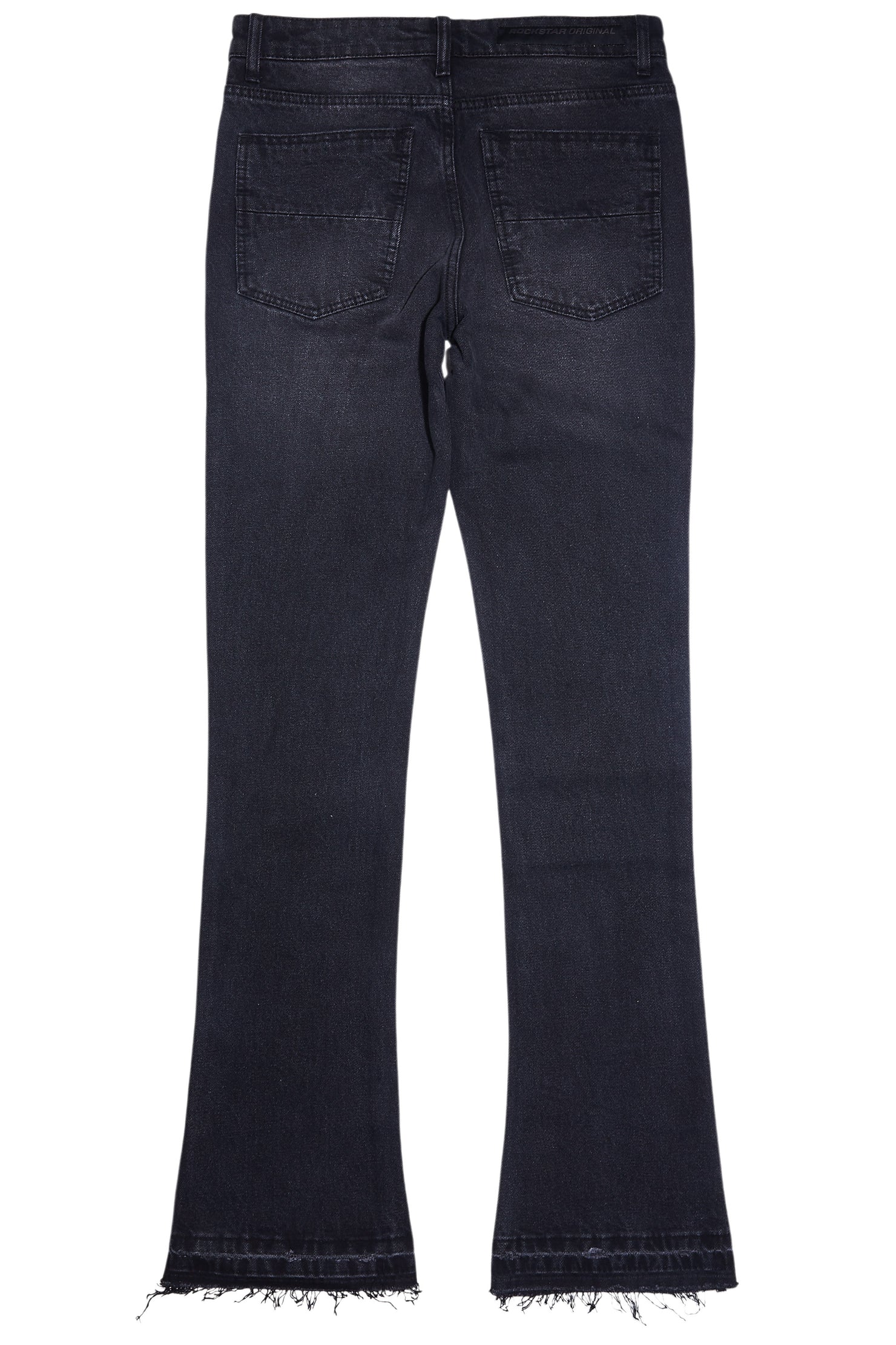 Kama Dark Grey Rhinestone Stacked Flare Jean