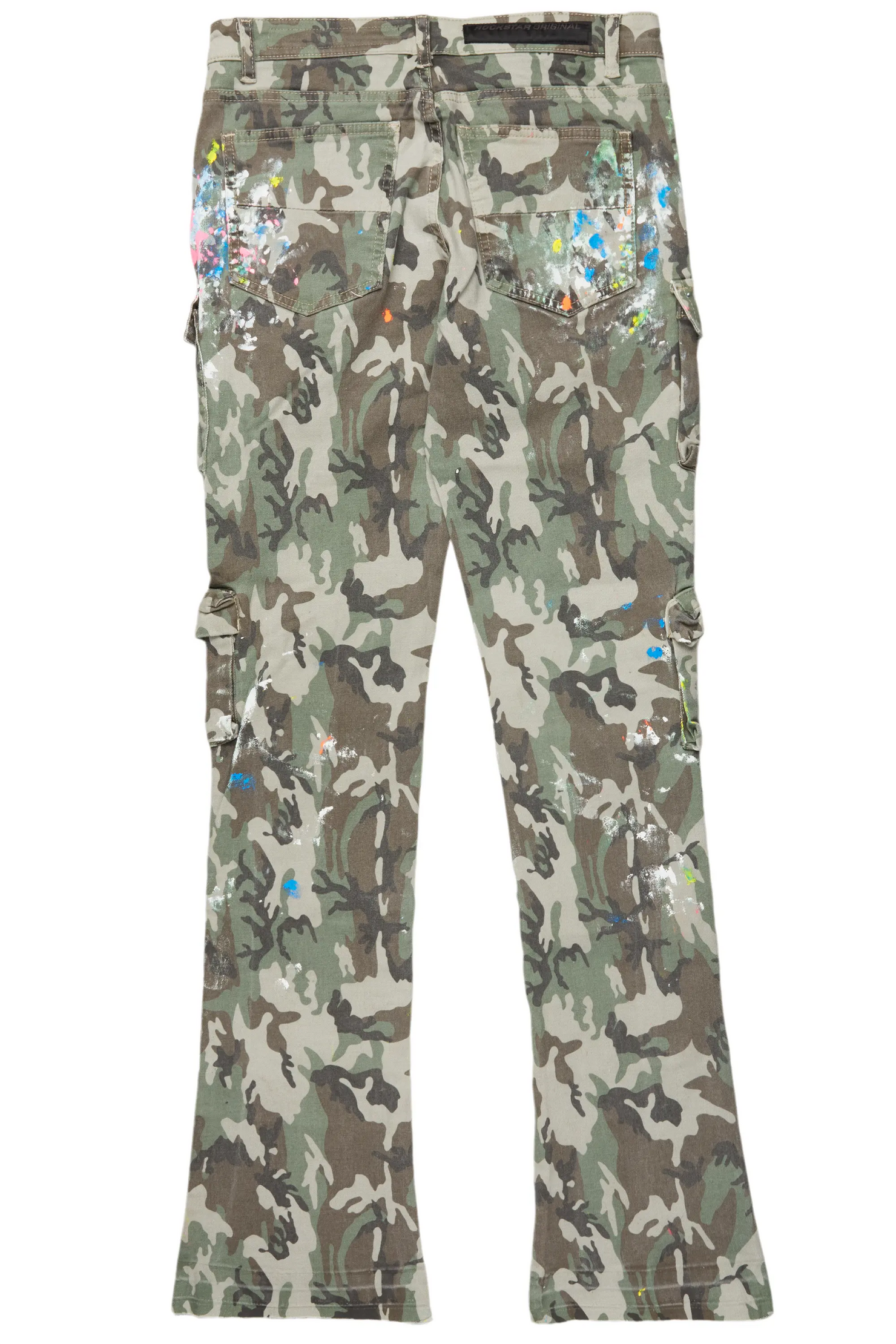 Callias Green Camo Painter Stacked Flare Jean