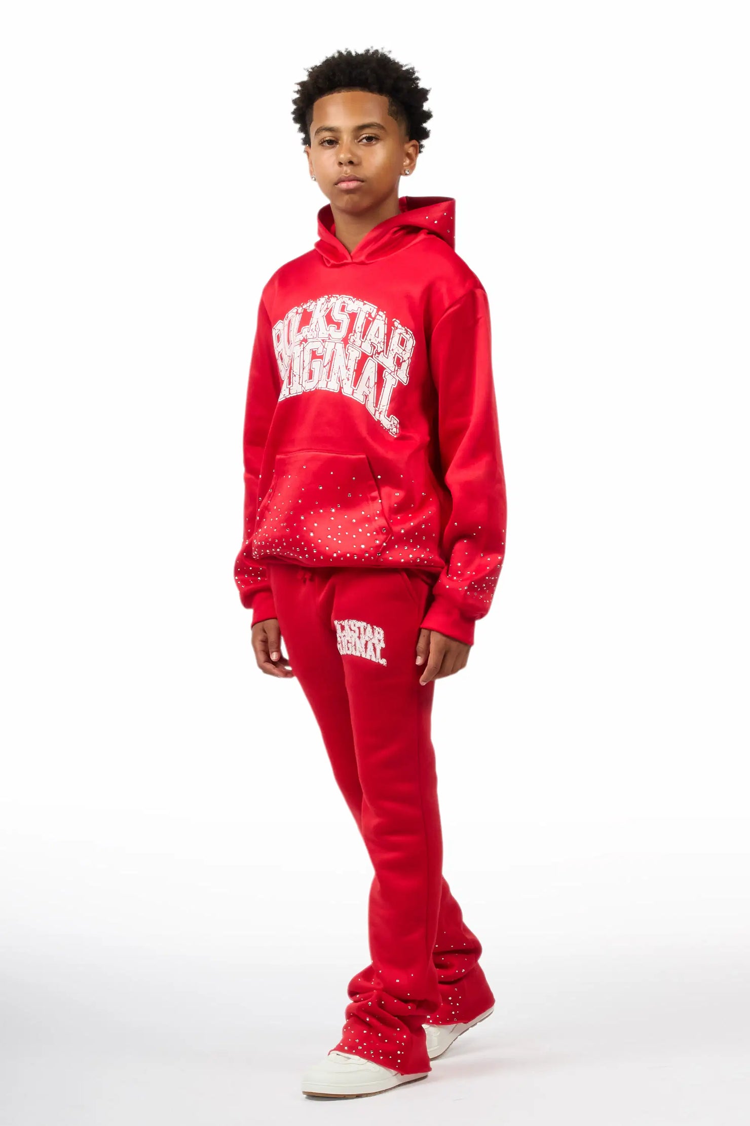Boys Dontrello 2.0 Red Rhinestone Stacked Track Set