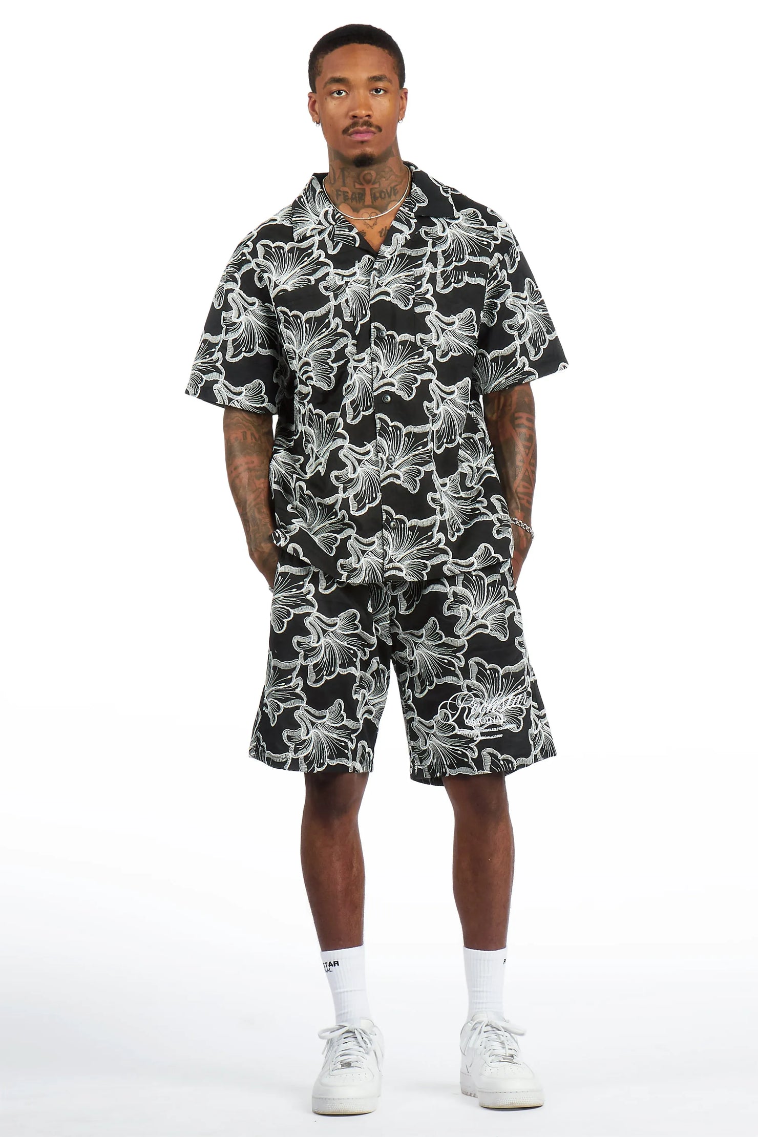 Phineas Black Button Down Shirt/Short Set