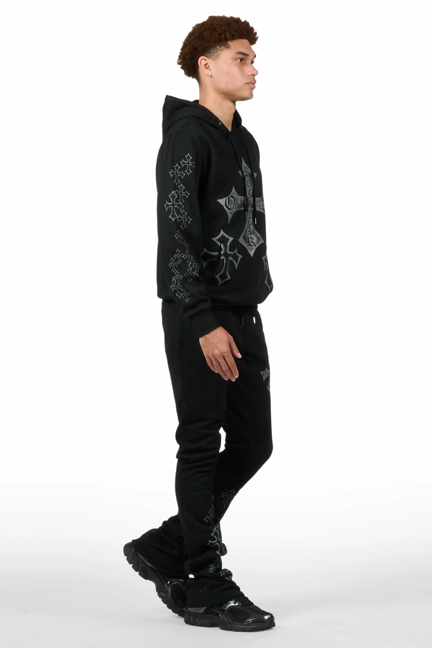 Marzion 2.0 Black/Grey Hoodie/Stacked Flare Track Set