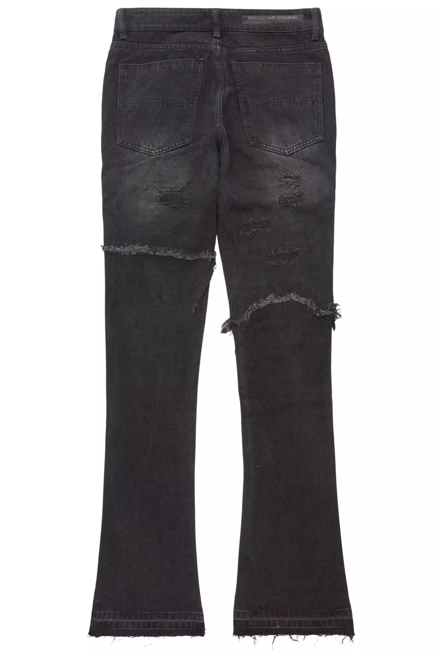 Foreign Dark Grey Wash Stacked Flare Jean