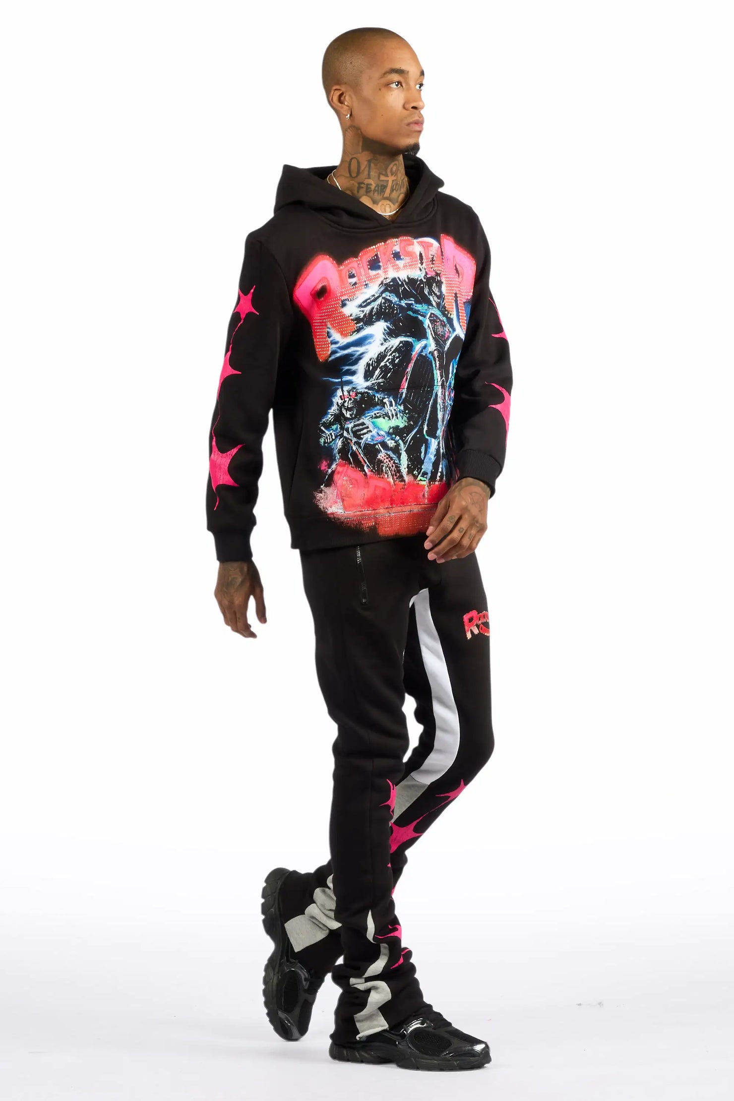 Trenzo Black/Fuchsia Hoodie/Super Stacked Track Set
