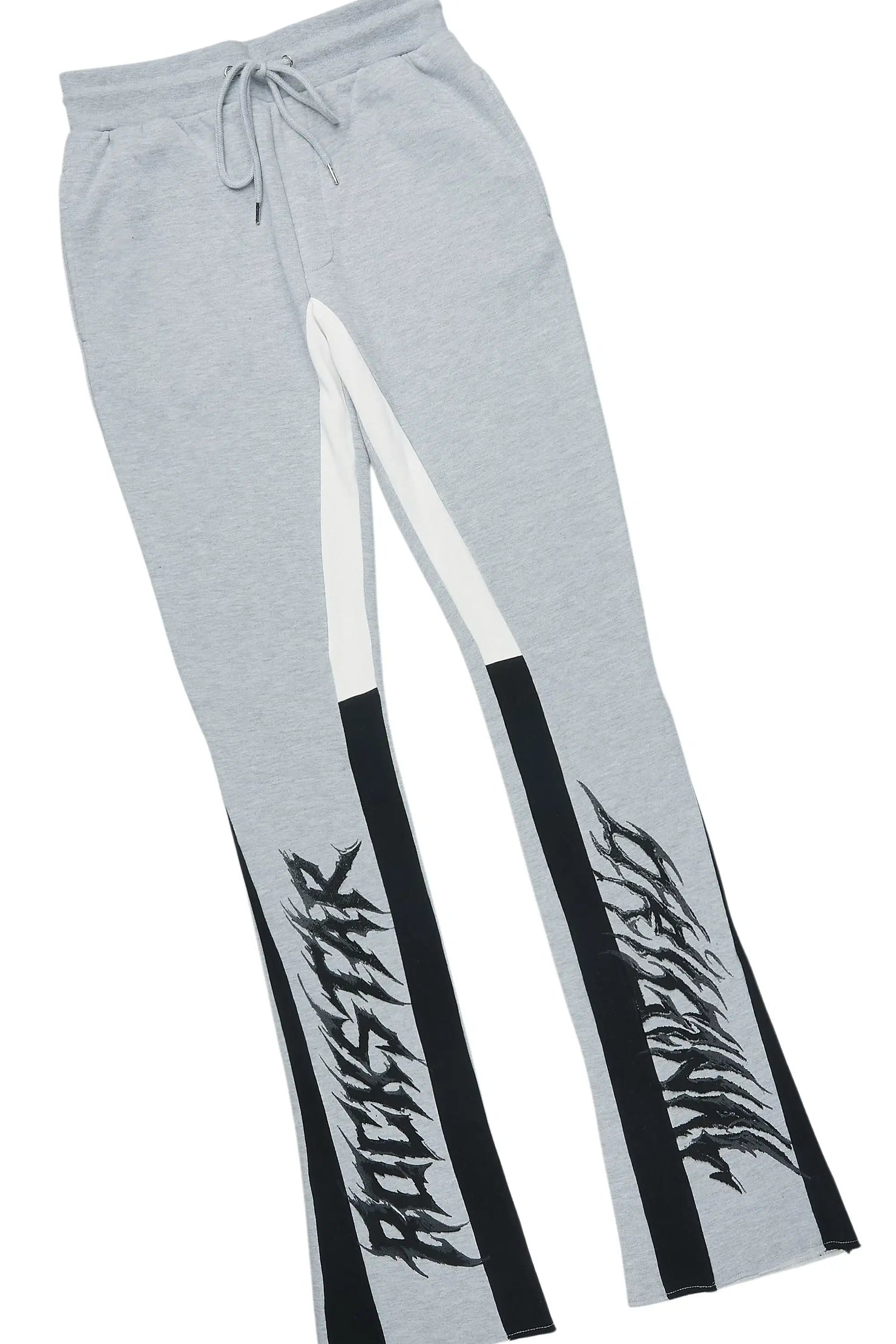 Nelz Heather Grey/Black Hoodie/Stacked Track Pant Set