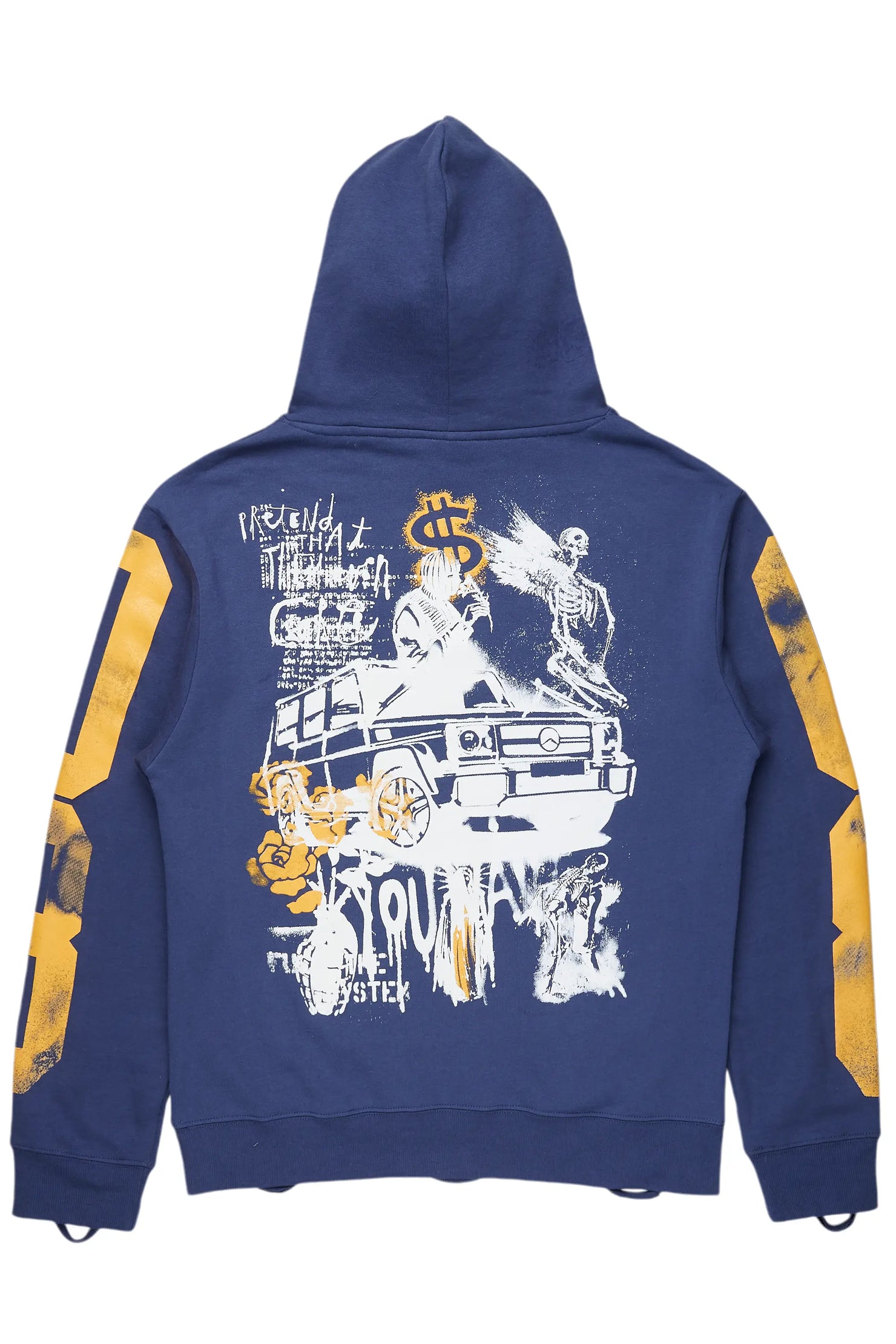Grill Navy Distressed Graphic Hoodie