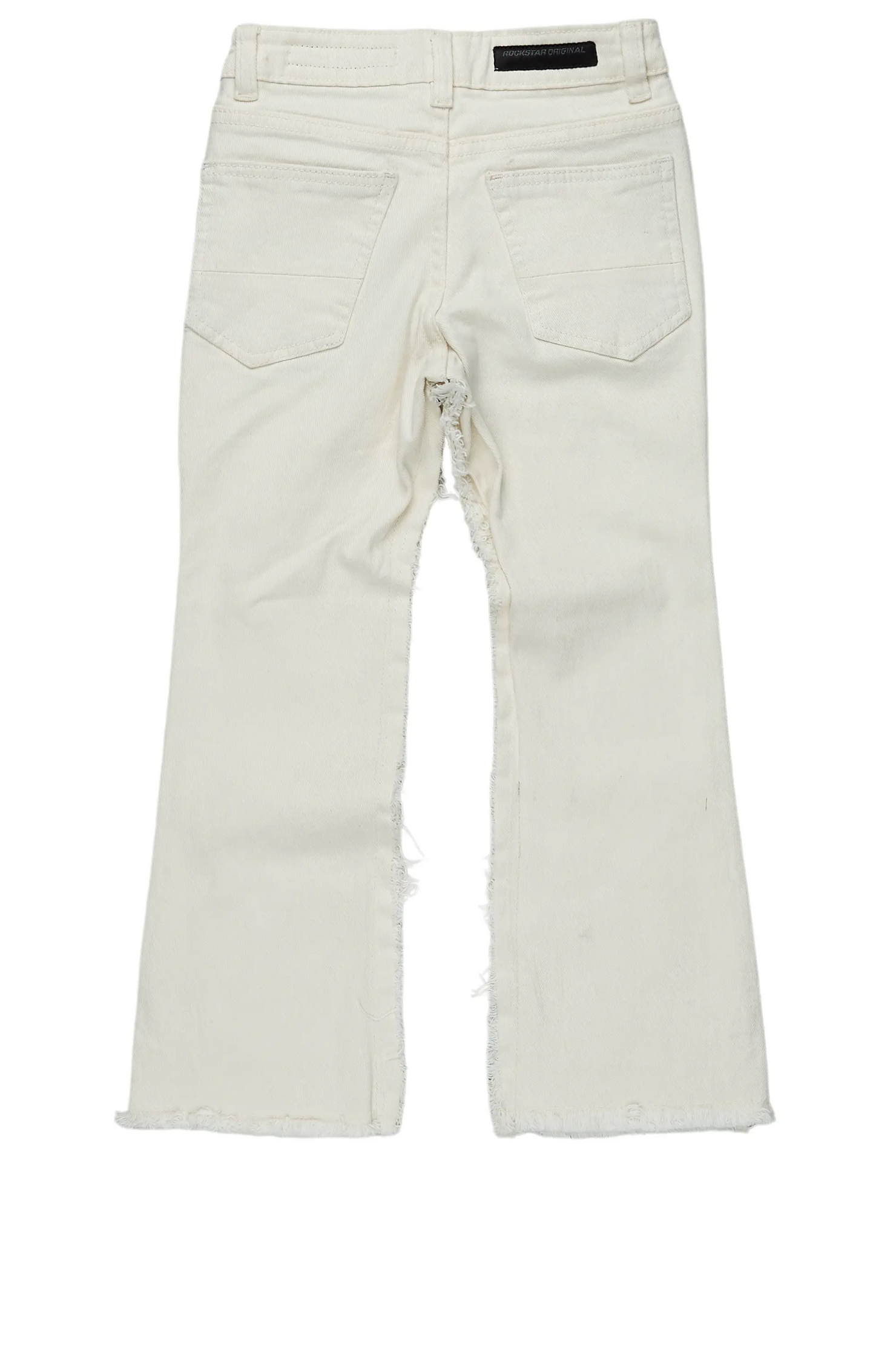 Boys Helios Beige Patchwork Stacked Flare Jean