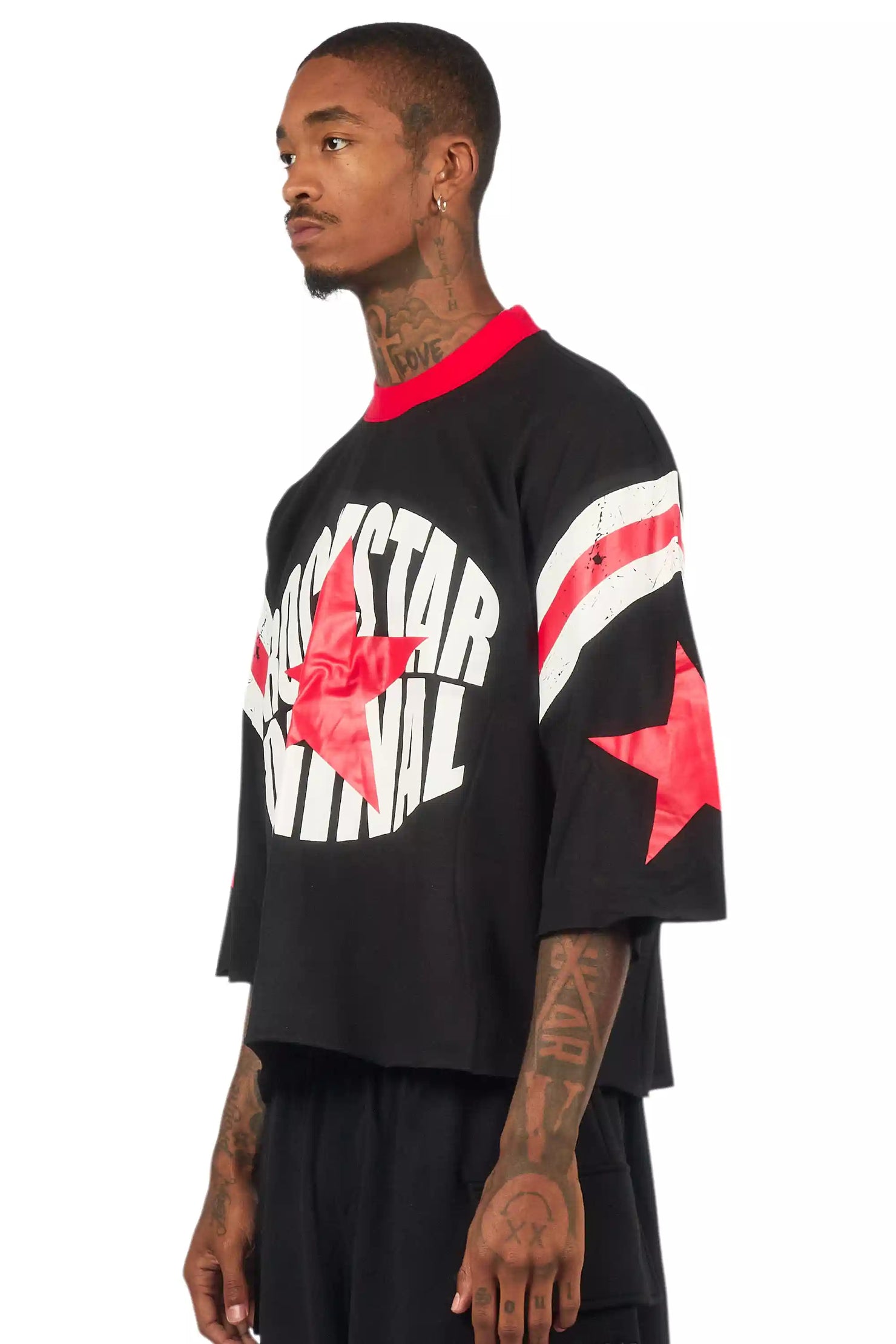 States Black Boxy Crop T-Shirt