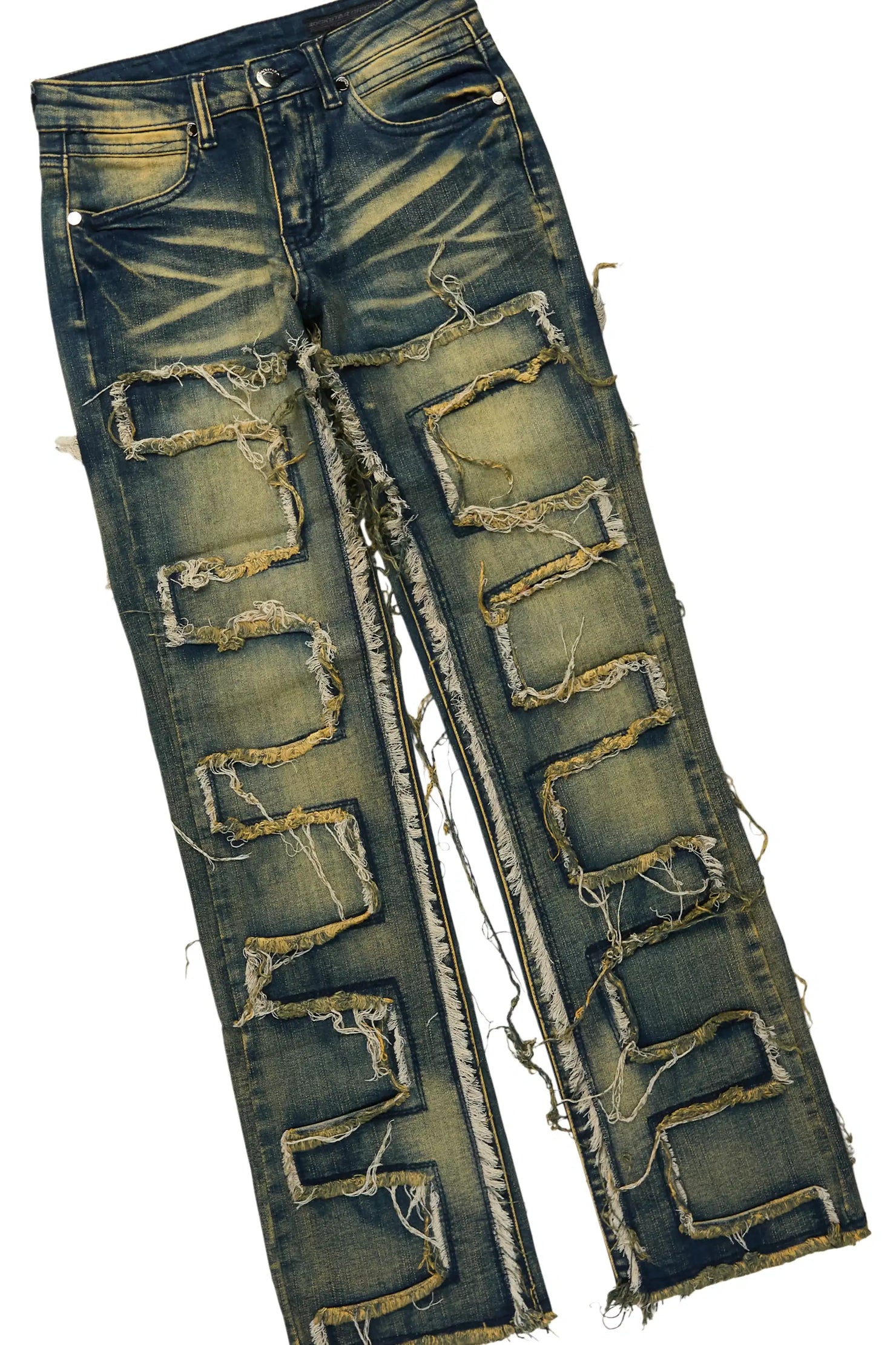 Boys Delzzon Grey Hoodie & Shake Tint Stacked Jean Set