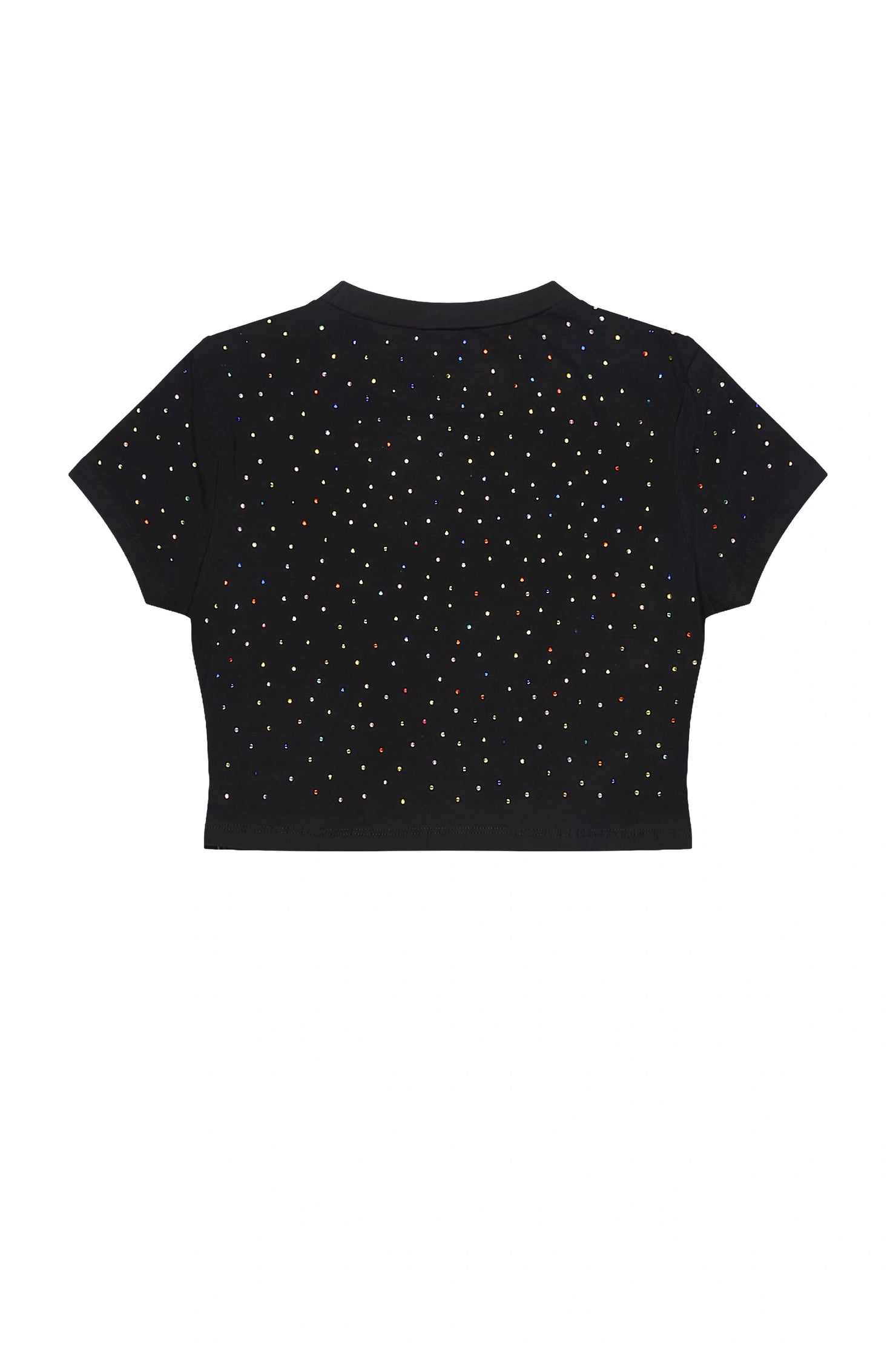 Franchesca Black Rhinestone Crop Baby Tee Shirt