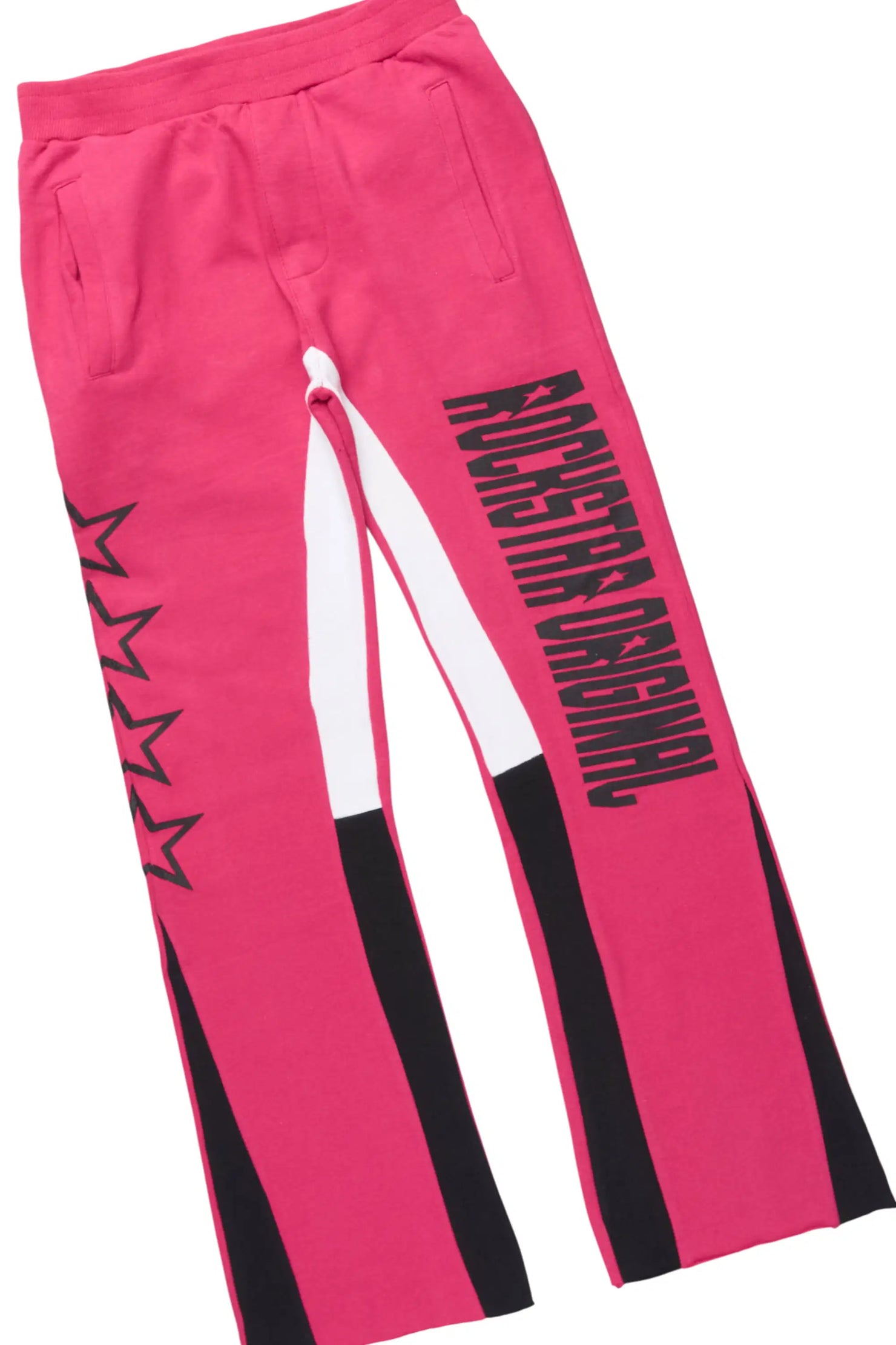Girls Skendra Fuchsia/Black Hoodie/Stacked Flare Track Set