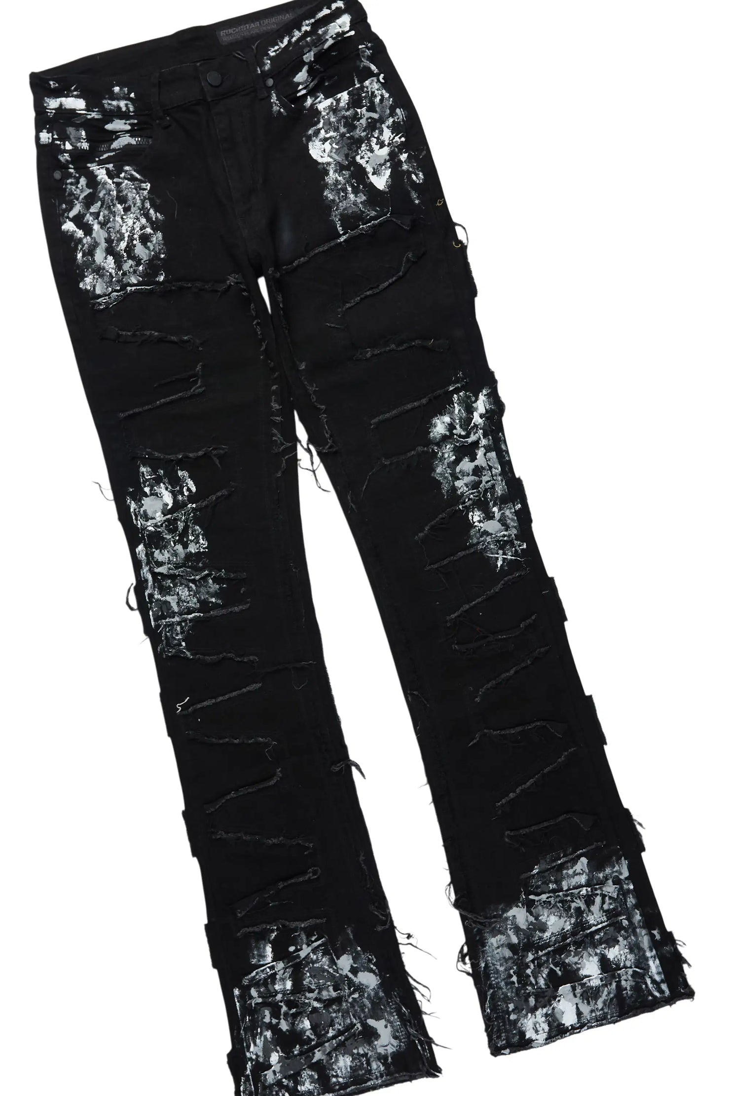 Saxon Black/Grey Hoodie/Stacked Flare Jean Set