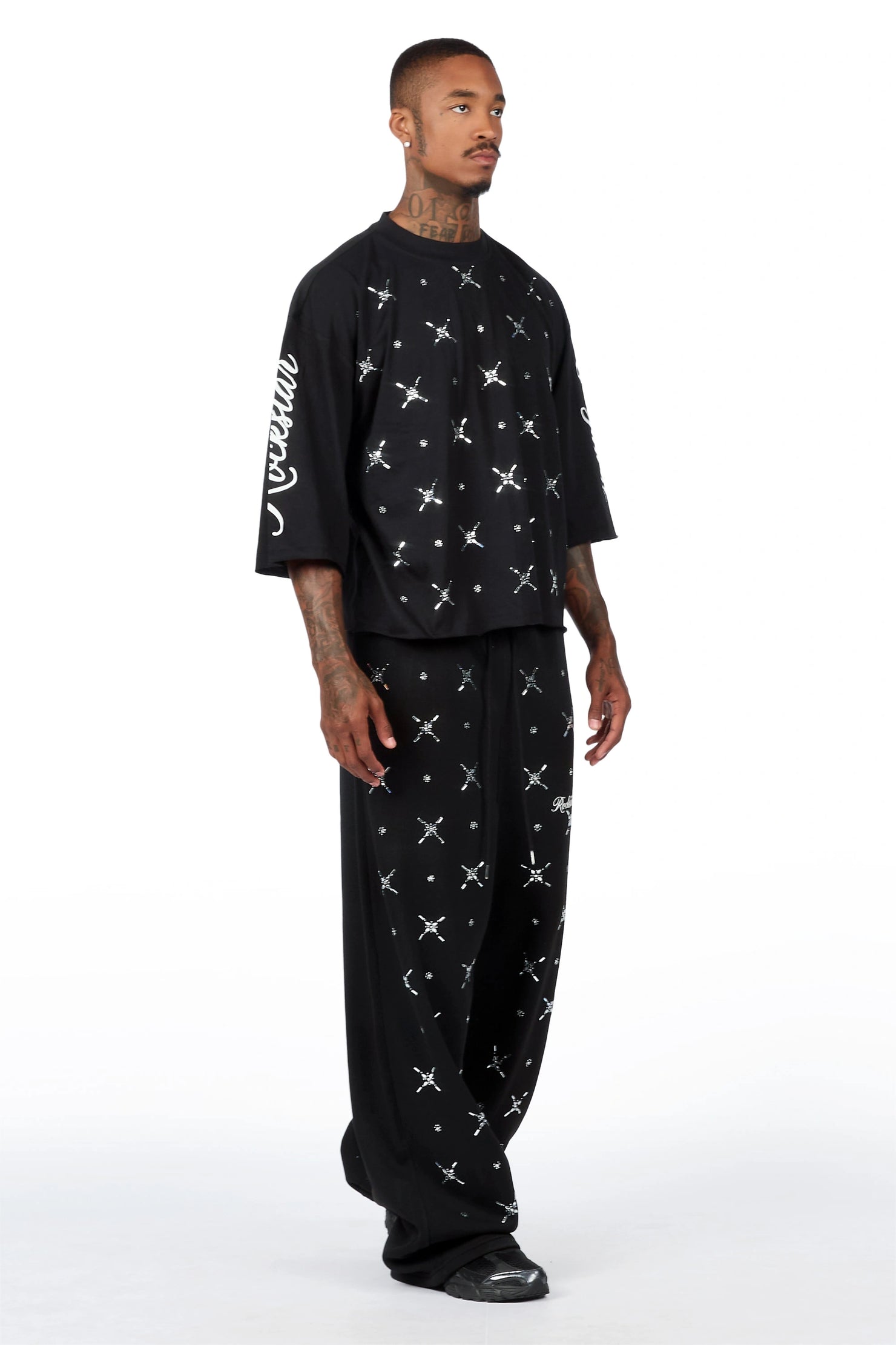 Laredo Black Rhinestone T-Shirt/Baggy Track Set
