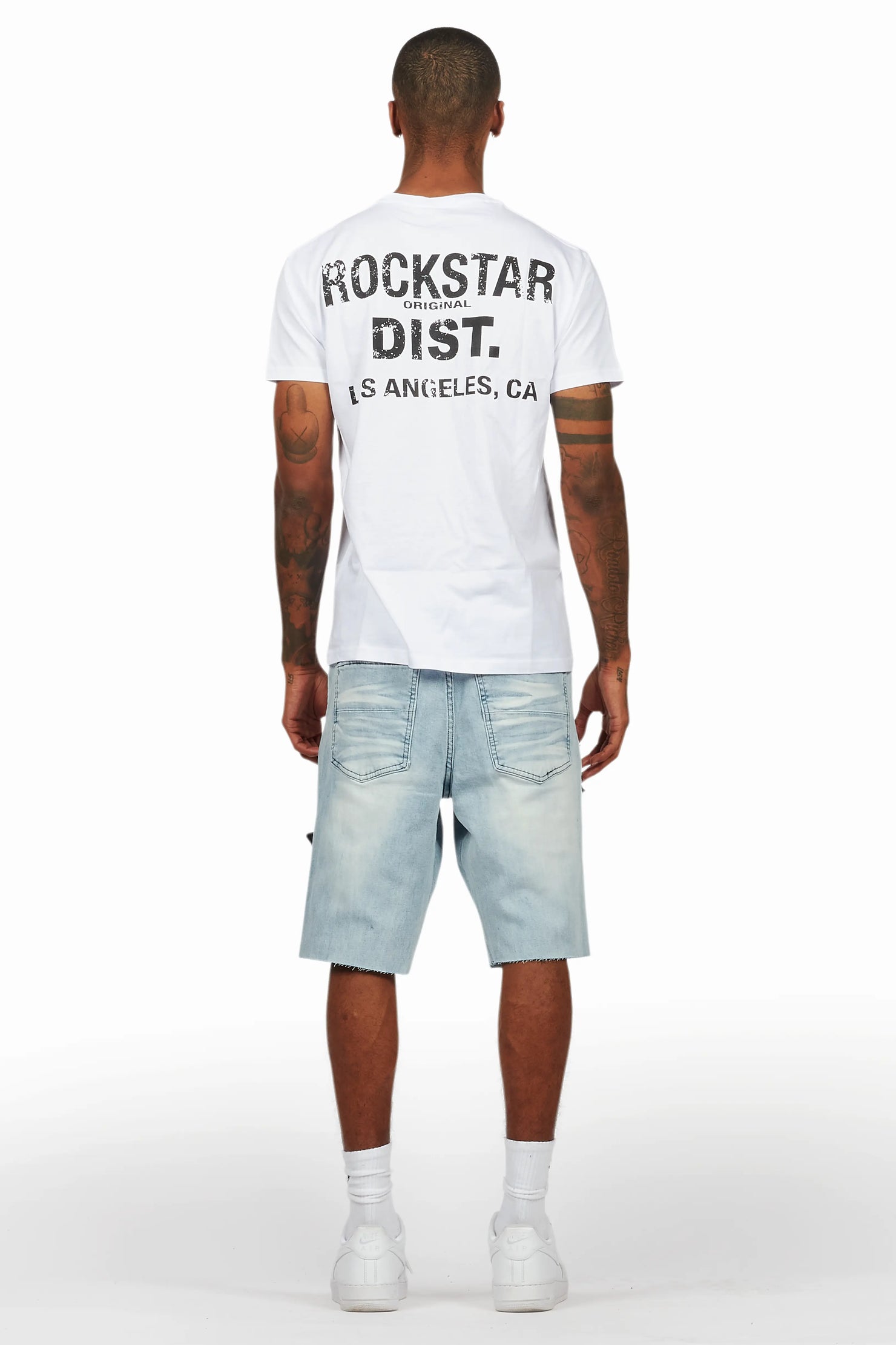 Butch White/Black T-Shirt/Denim Short Set