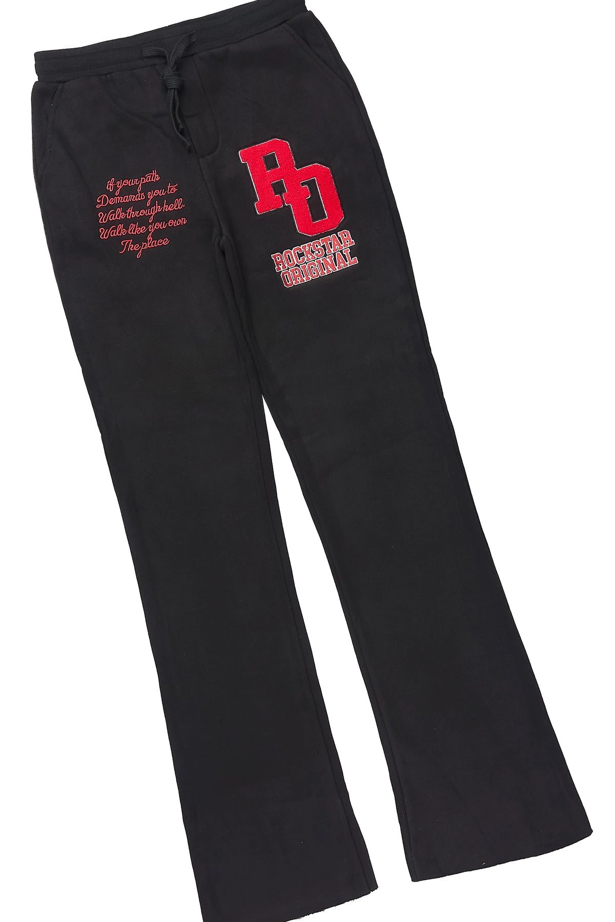 Boys Leslaw Black/Red Stacked Flare Hoodie Track Set