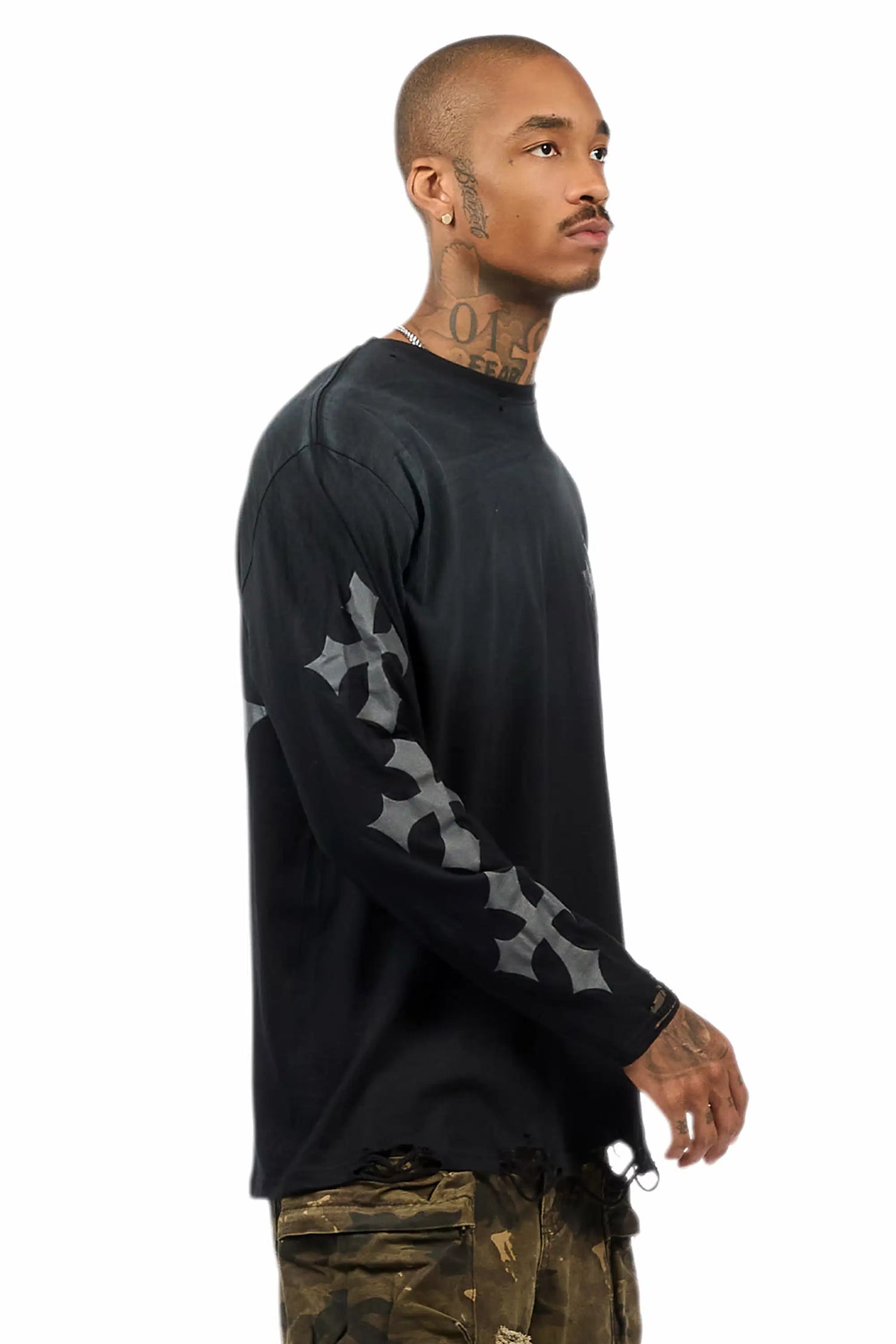 Slaydr Black/Charcoal Long Sleeve Graphic T-Shirt