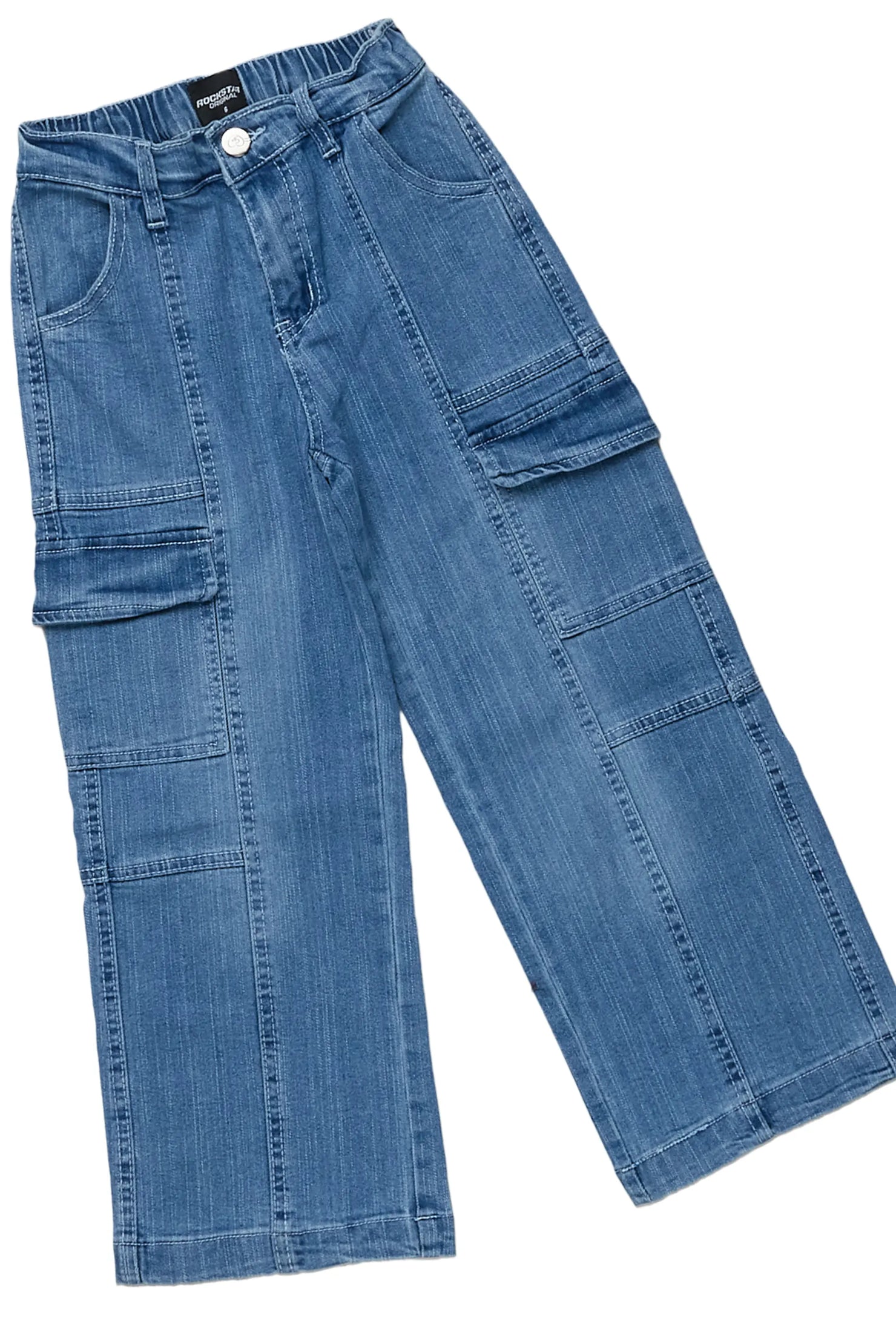 Girls Merald Green T-Shirt Wide Leg Cargo Jean Set