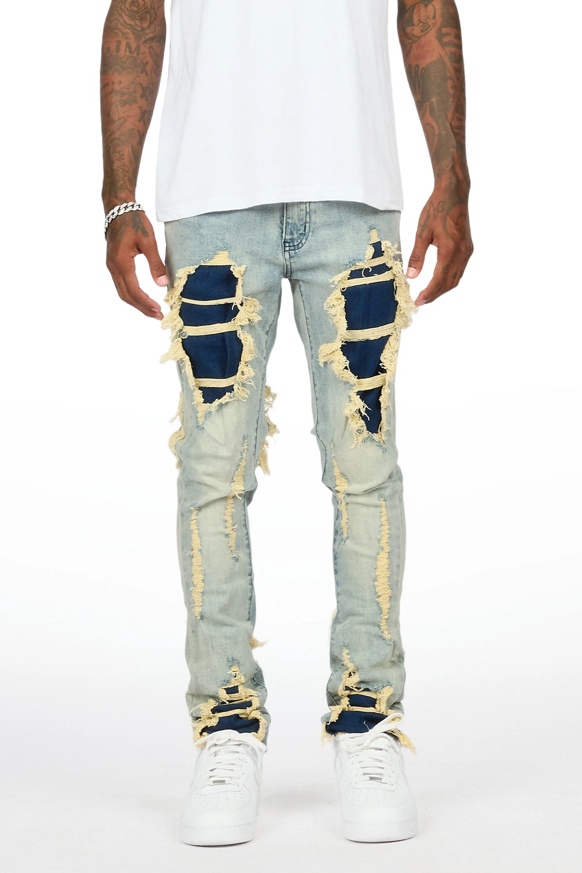 Fateh Light Blue Stacked Flare Jean