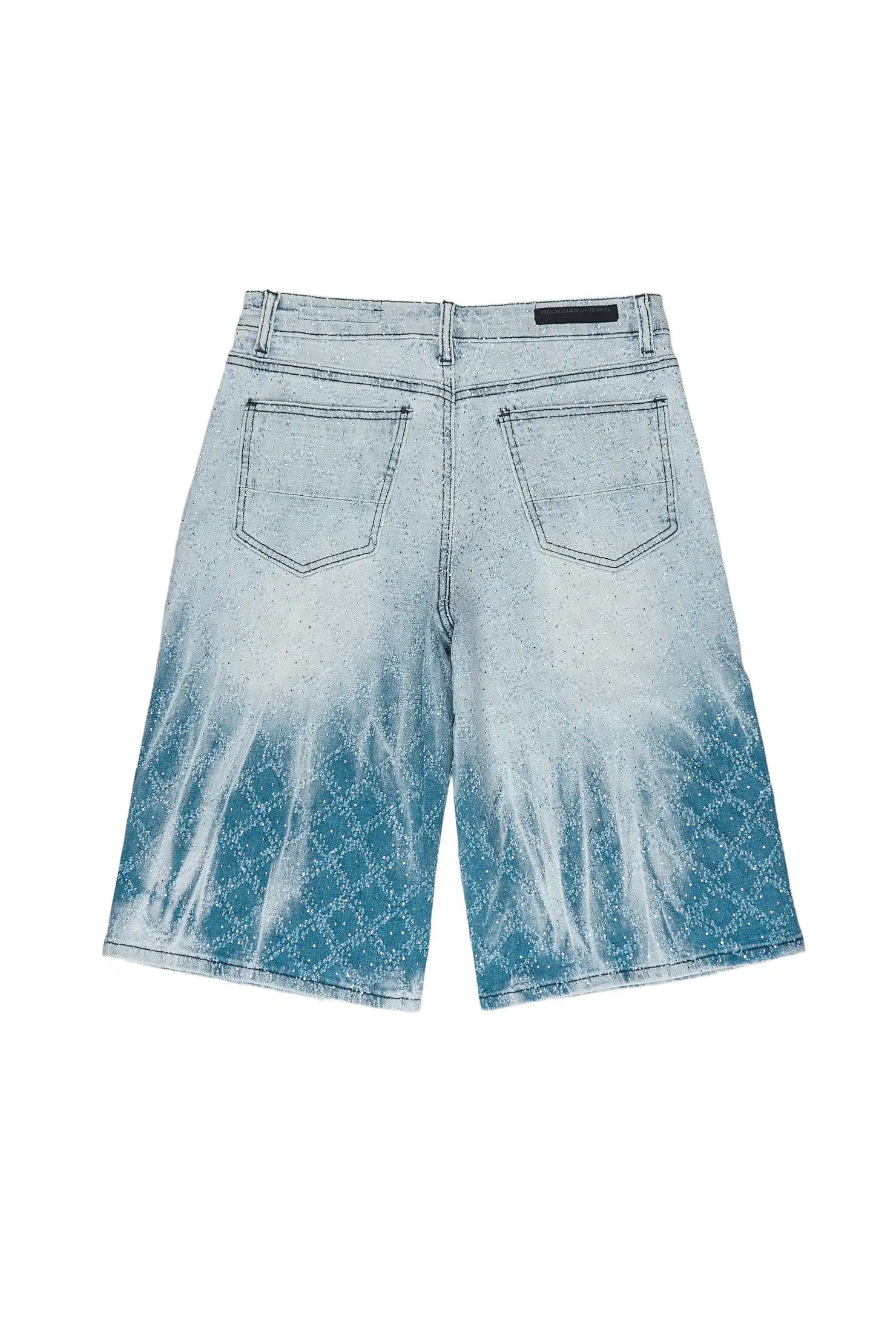 Glit Blue Rhinestone Denim Short