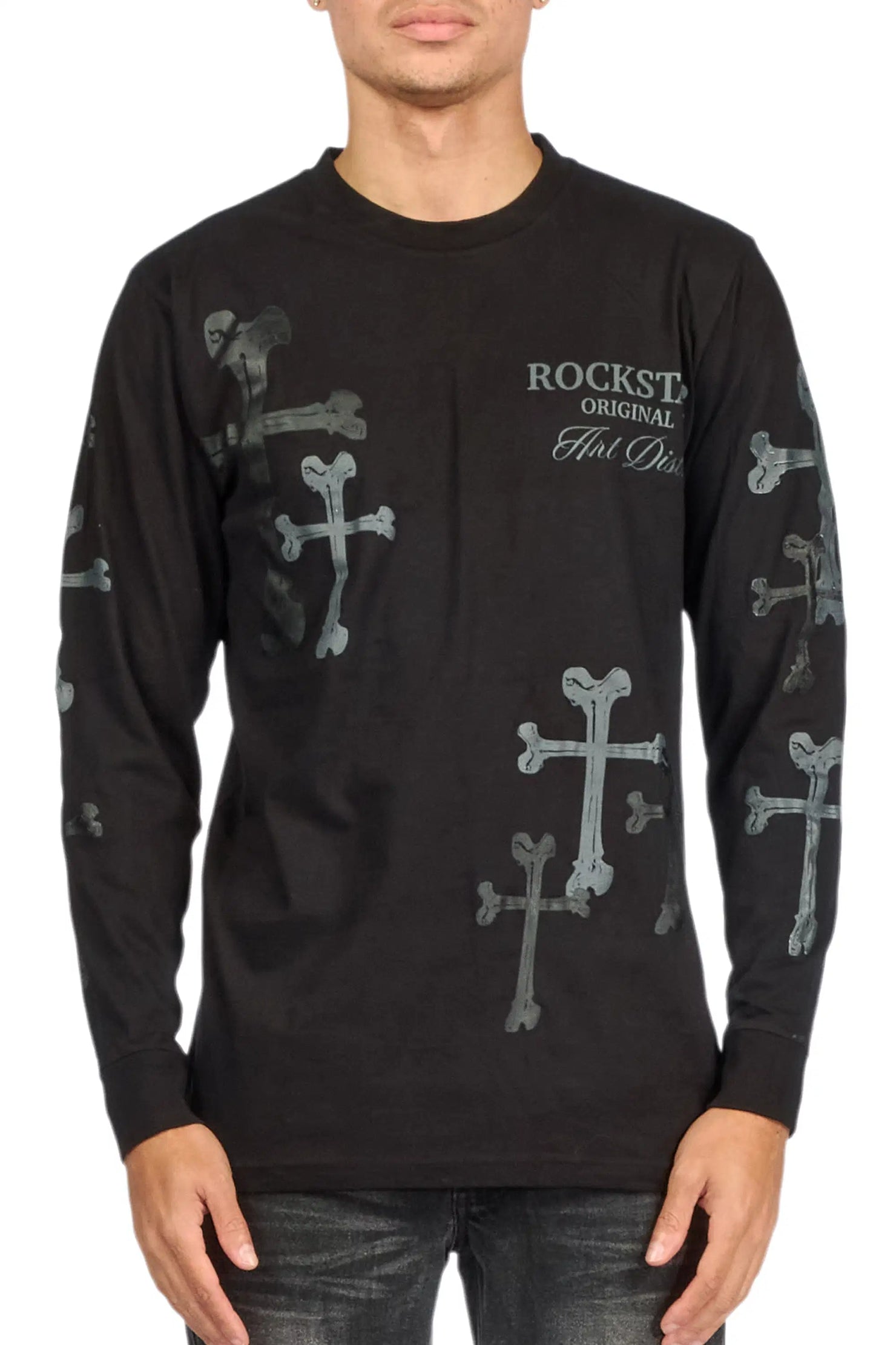 Olivier Black Long Sleeve Graphic T-Shirt