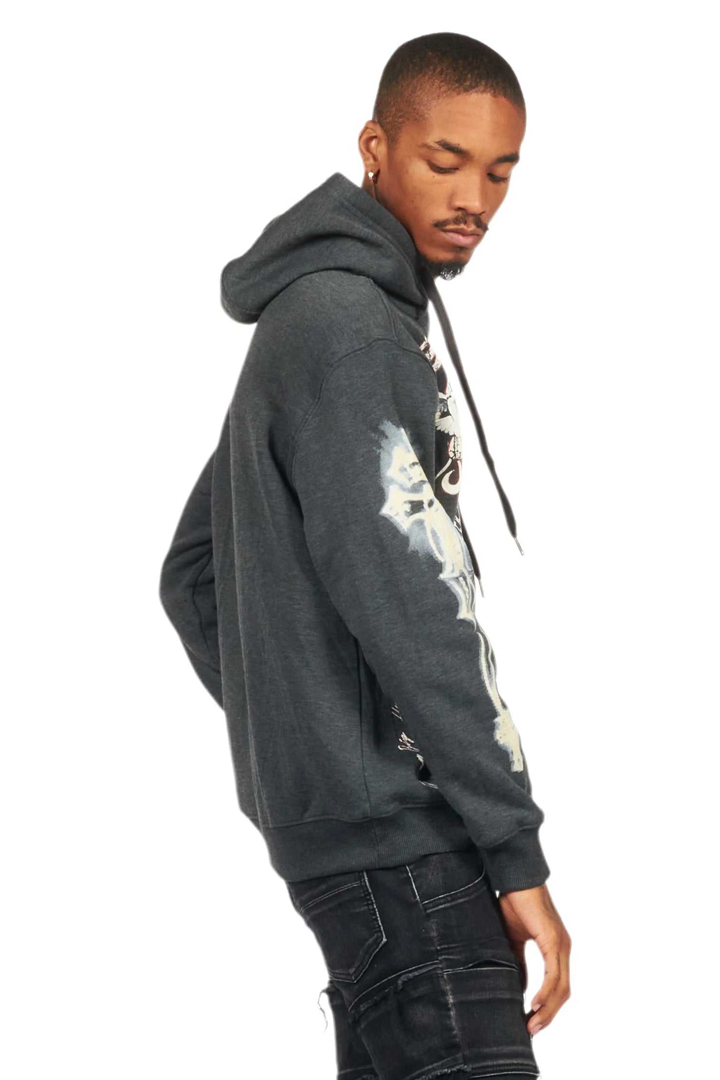 Danby Charcoal Graphic Distressed Hoodie