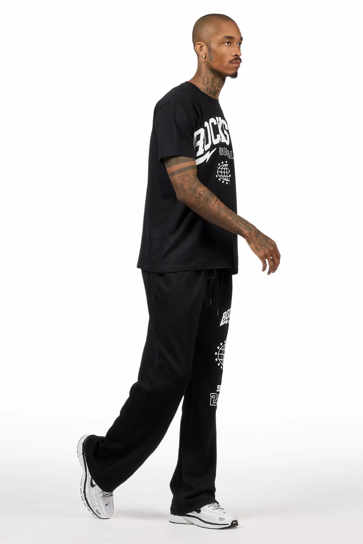 Stori Black/White T-Shirt/ Relaxed Track Set