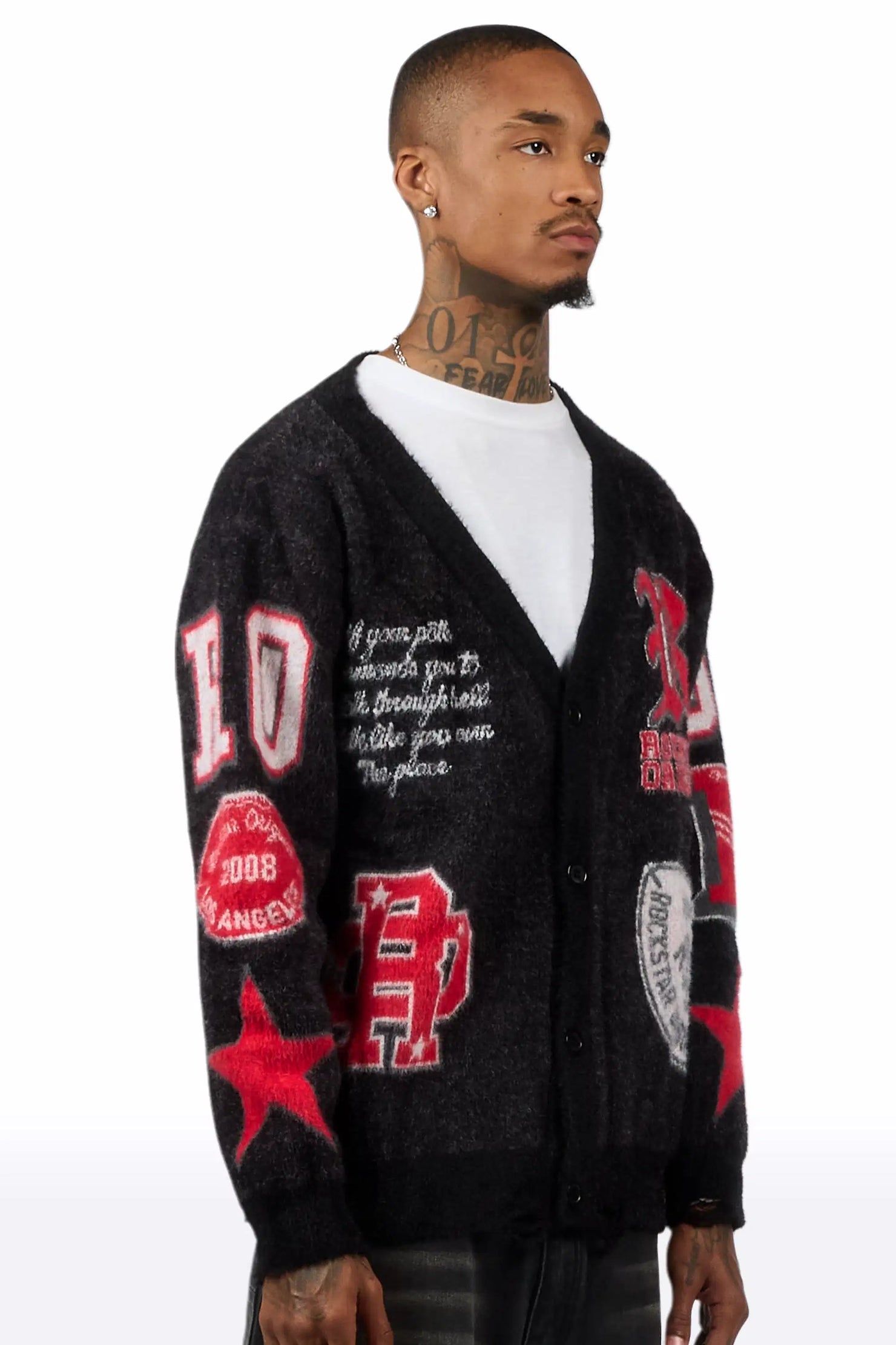 Delling Black/White/Red Knit Sweater