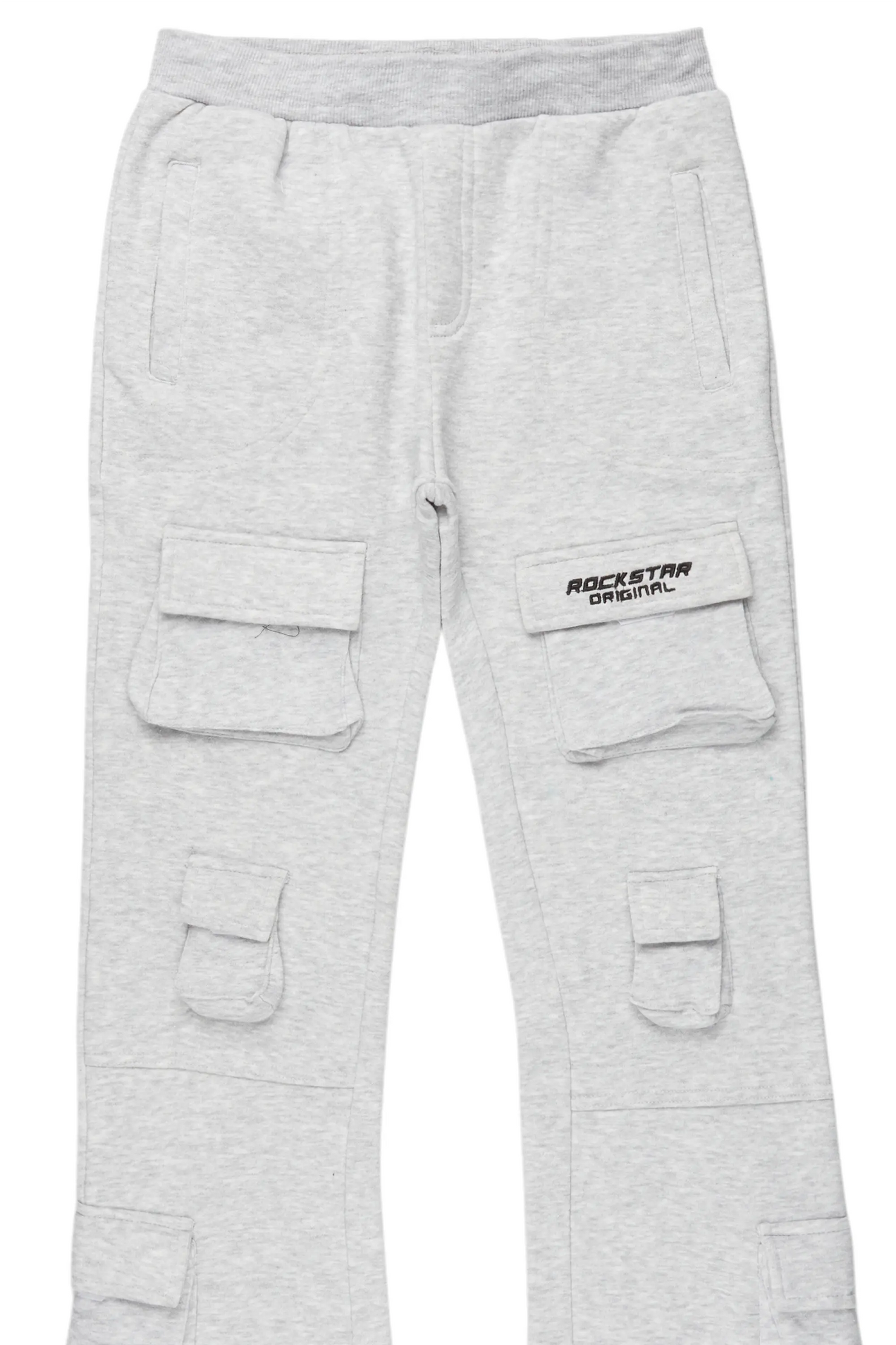 Boys Connor Grey Stacked Flare Track Pant