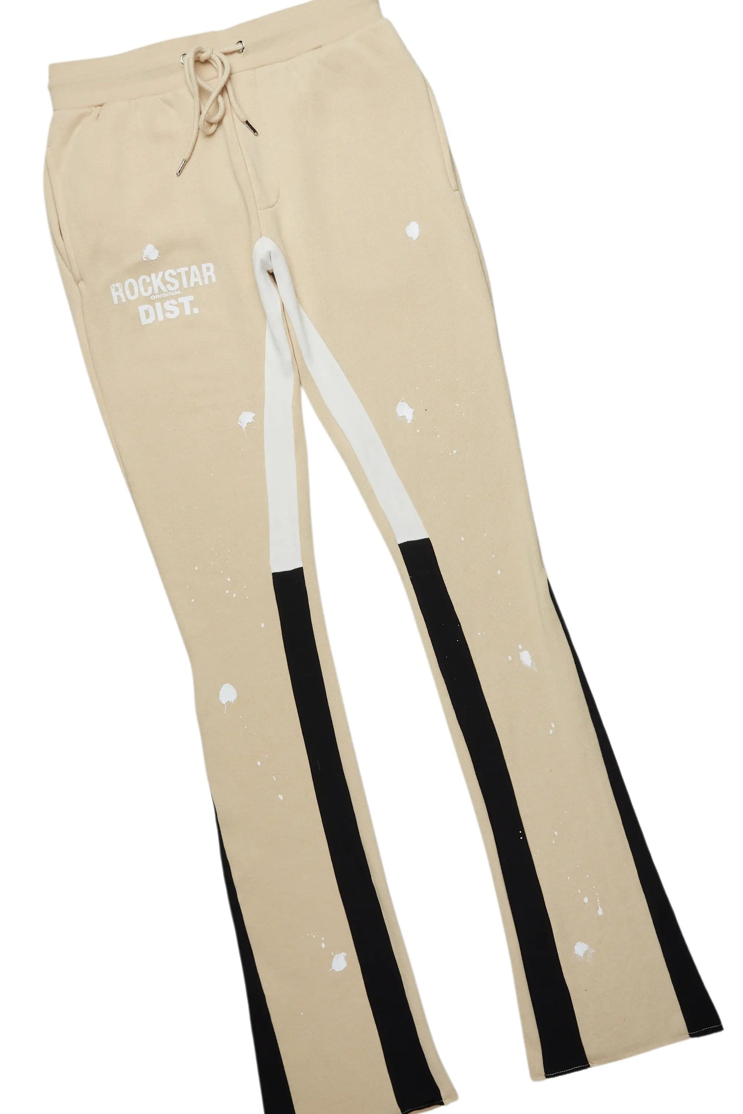 Raffer Beige Hoodie/Stacked Flare Pant Set