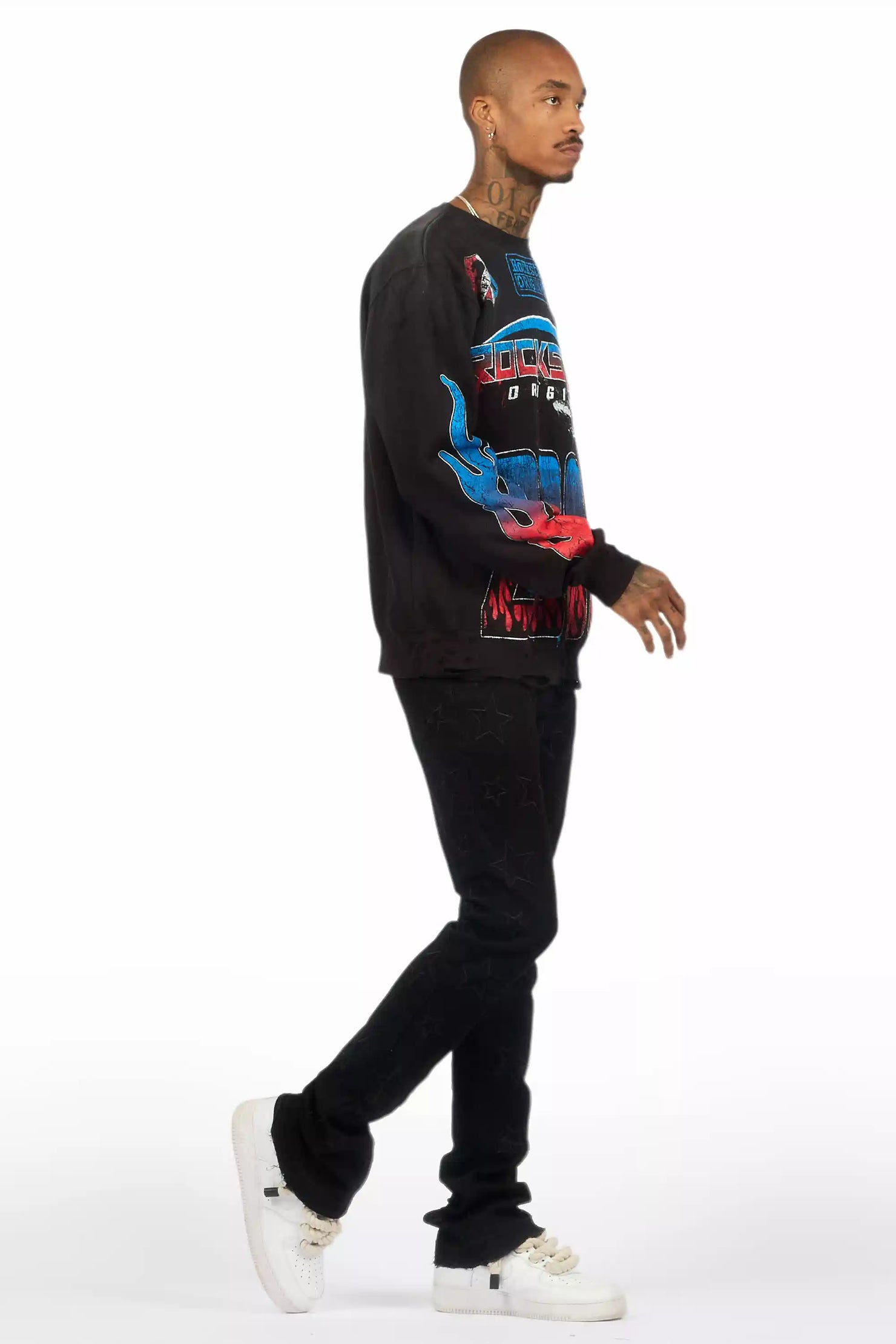 Starship Black Stacked Flare Jean