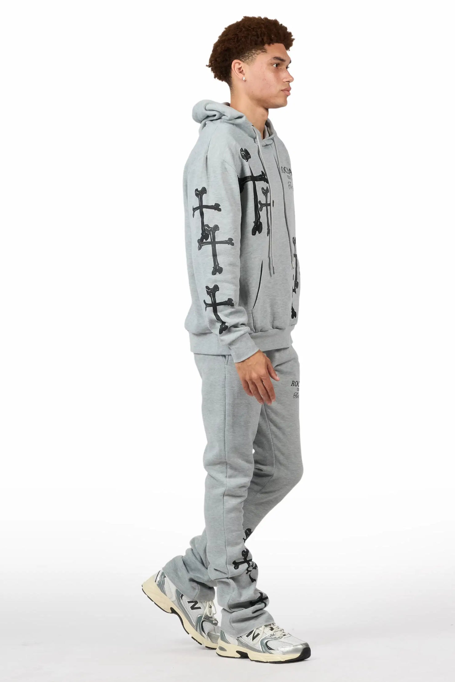 Olivier 2.0 Heather Grey Hoodie/Stacked Flare Track Set