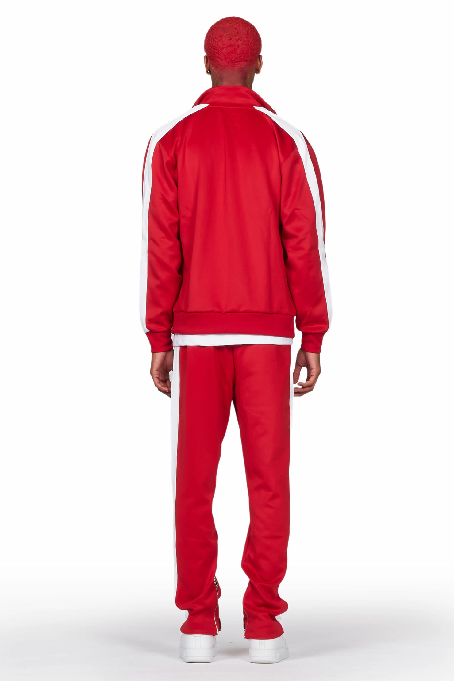 Warblen Red Tricot Slim Fit Track Set
