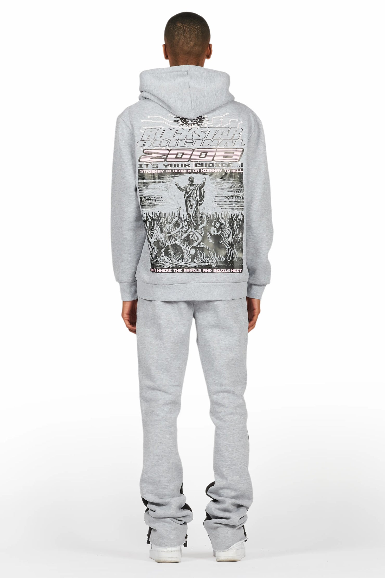 Sky Grey/Black Stacked Flare Pant Set