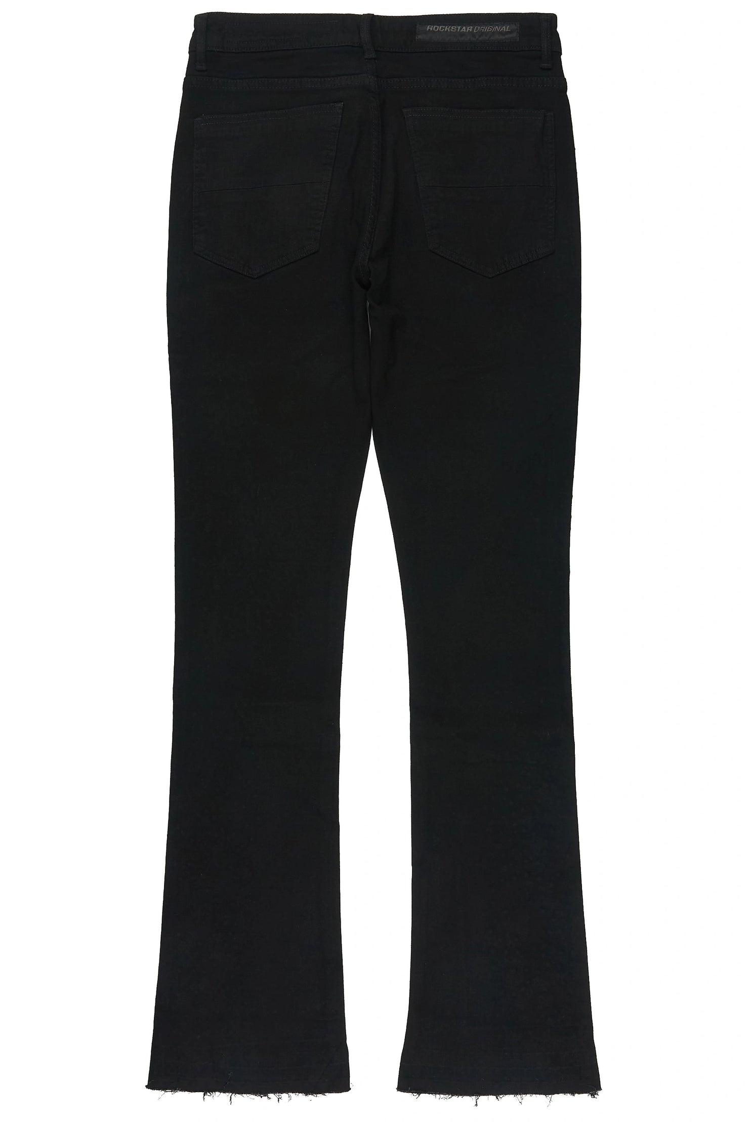 Monty Jet Black Rhinestone Studded Stacked Flare Jean