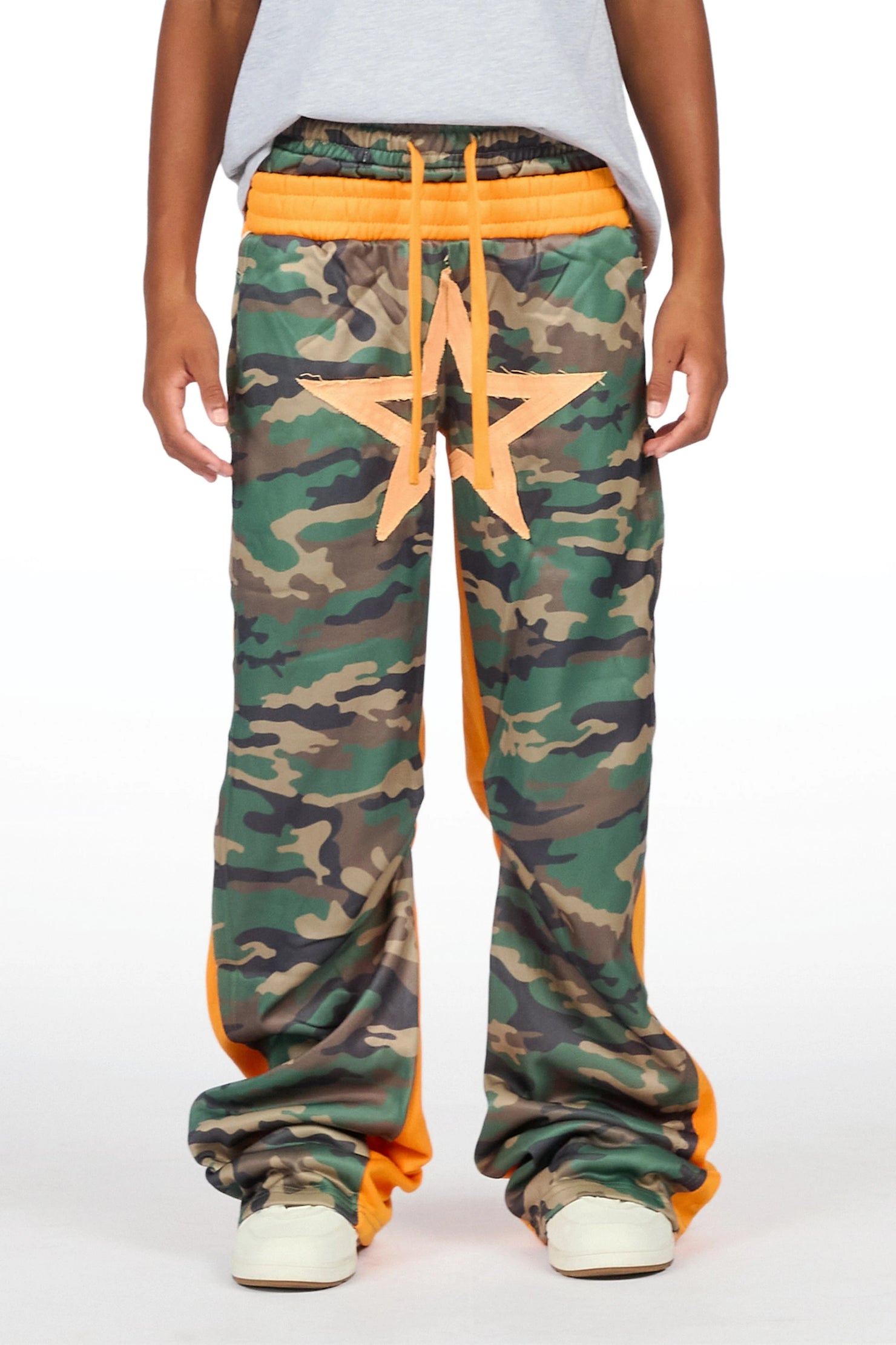 Boys Canaan Camo/Orange Double Waisted Baggy Track Pant