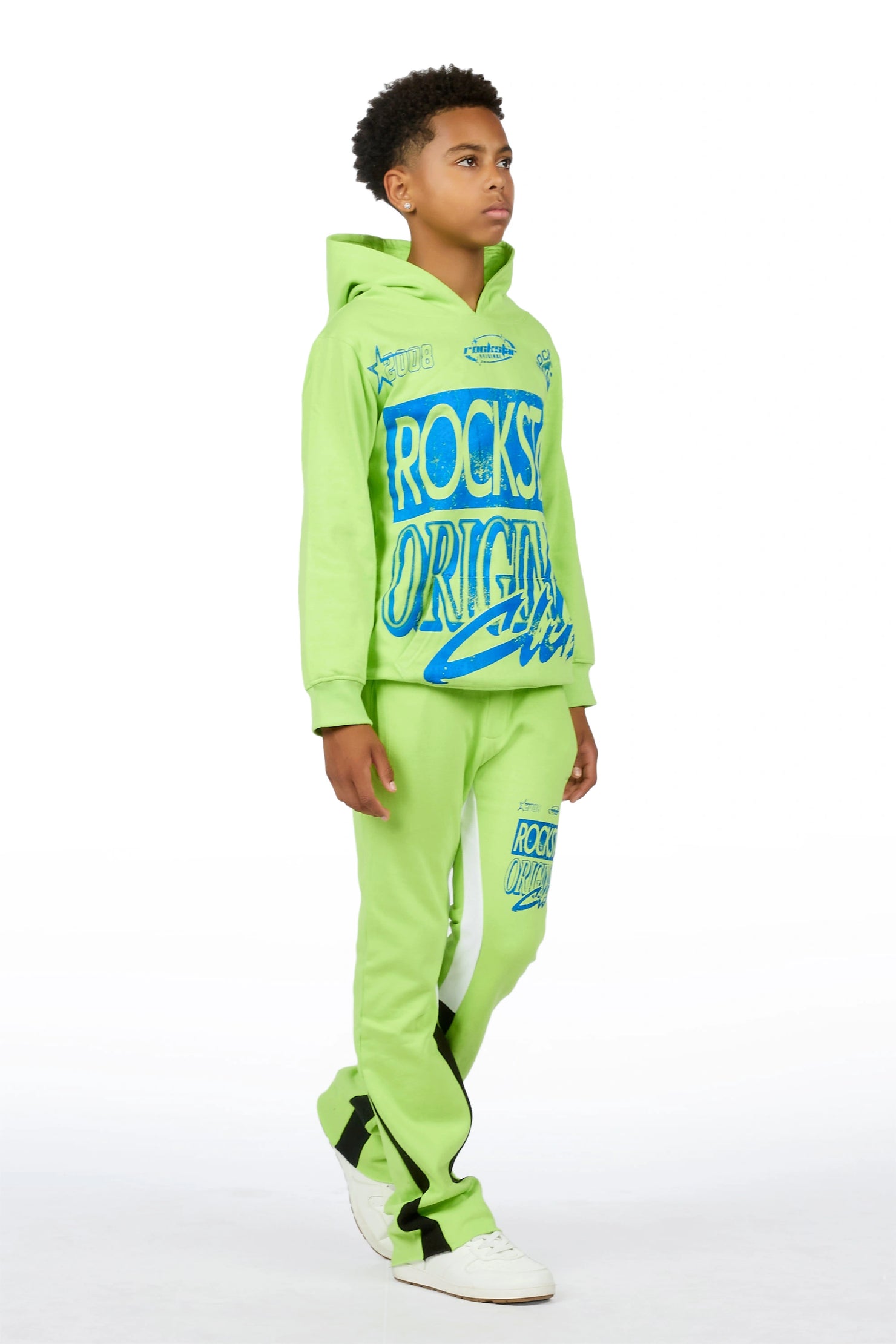 Boys Rylok Neon Yellow/Navy Hoodie Track Set