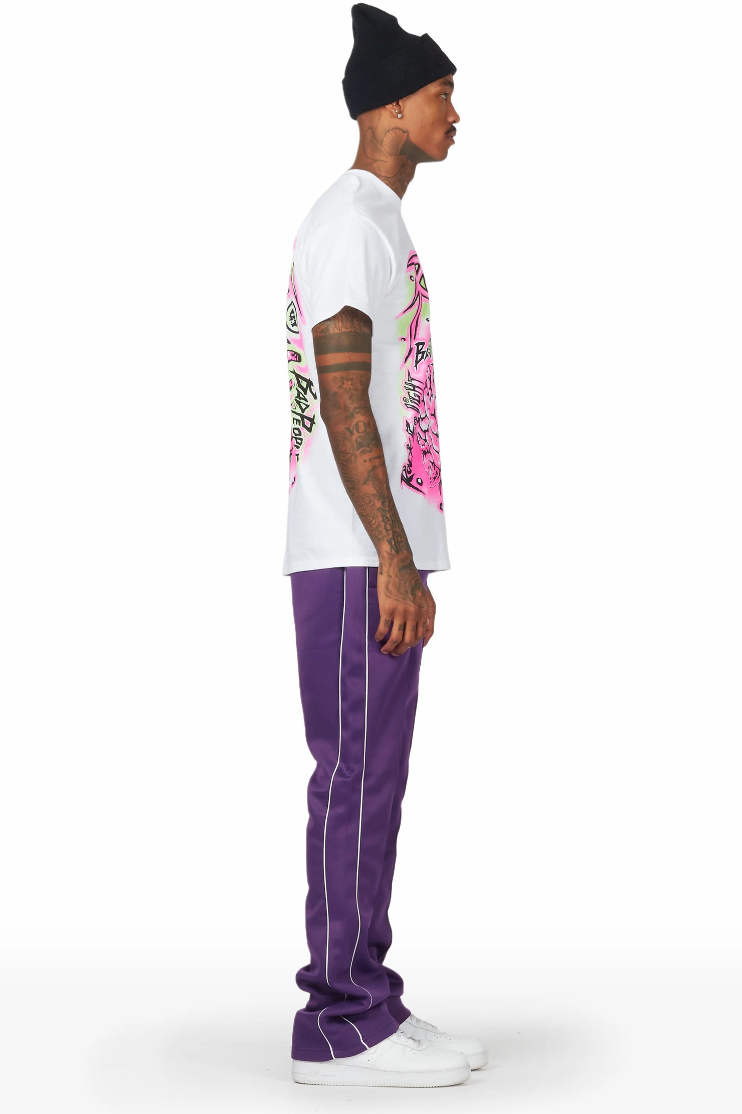 Braindead Purple/White T-Shirt/Stacked Track Set
