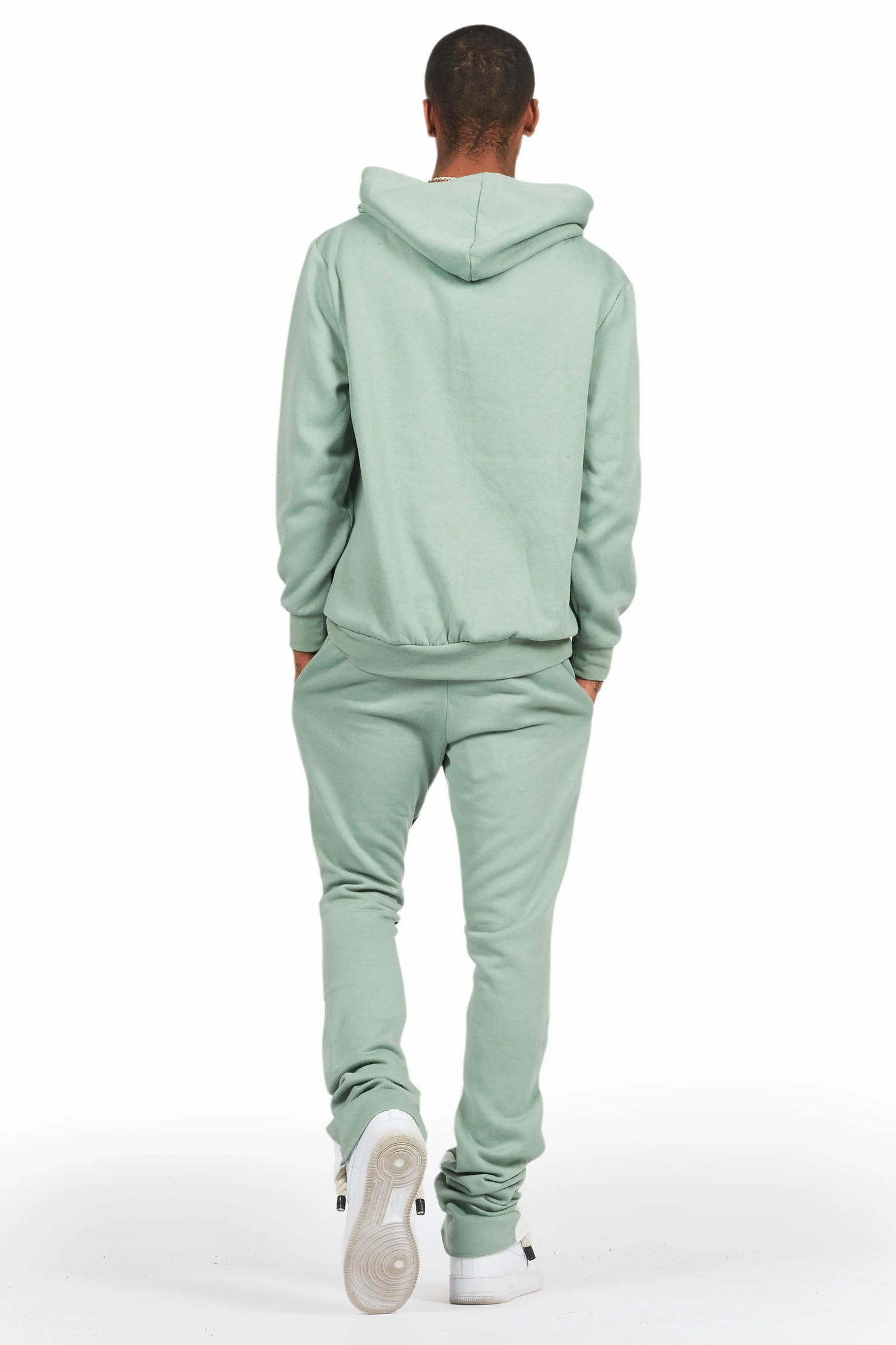 Basic Sage Hoodie/Stacked Flare Track Set
