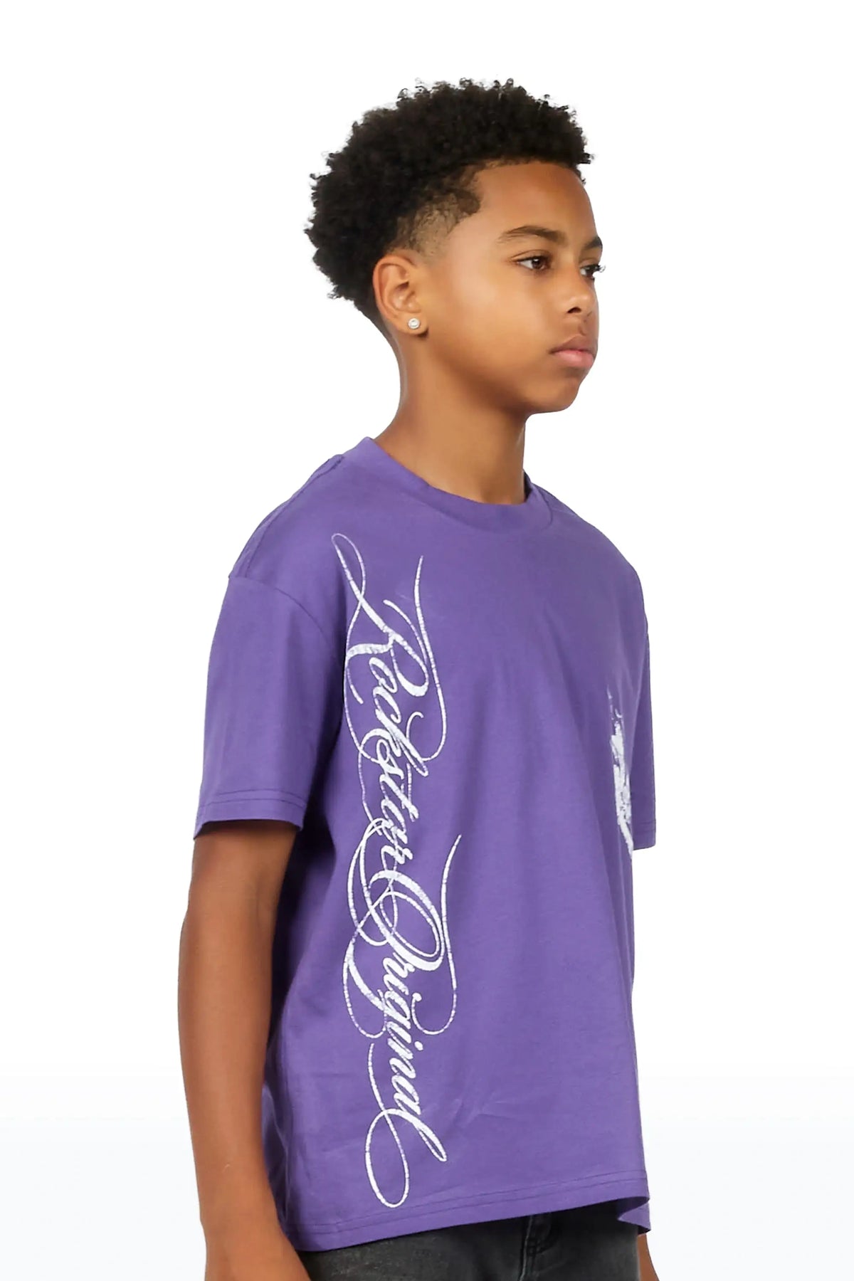 Boys Cobain Purple/White Graphic T-Shirt