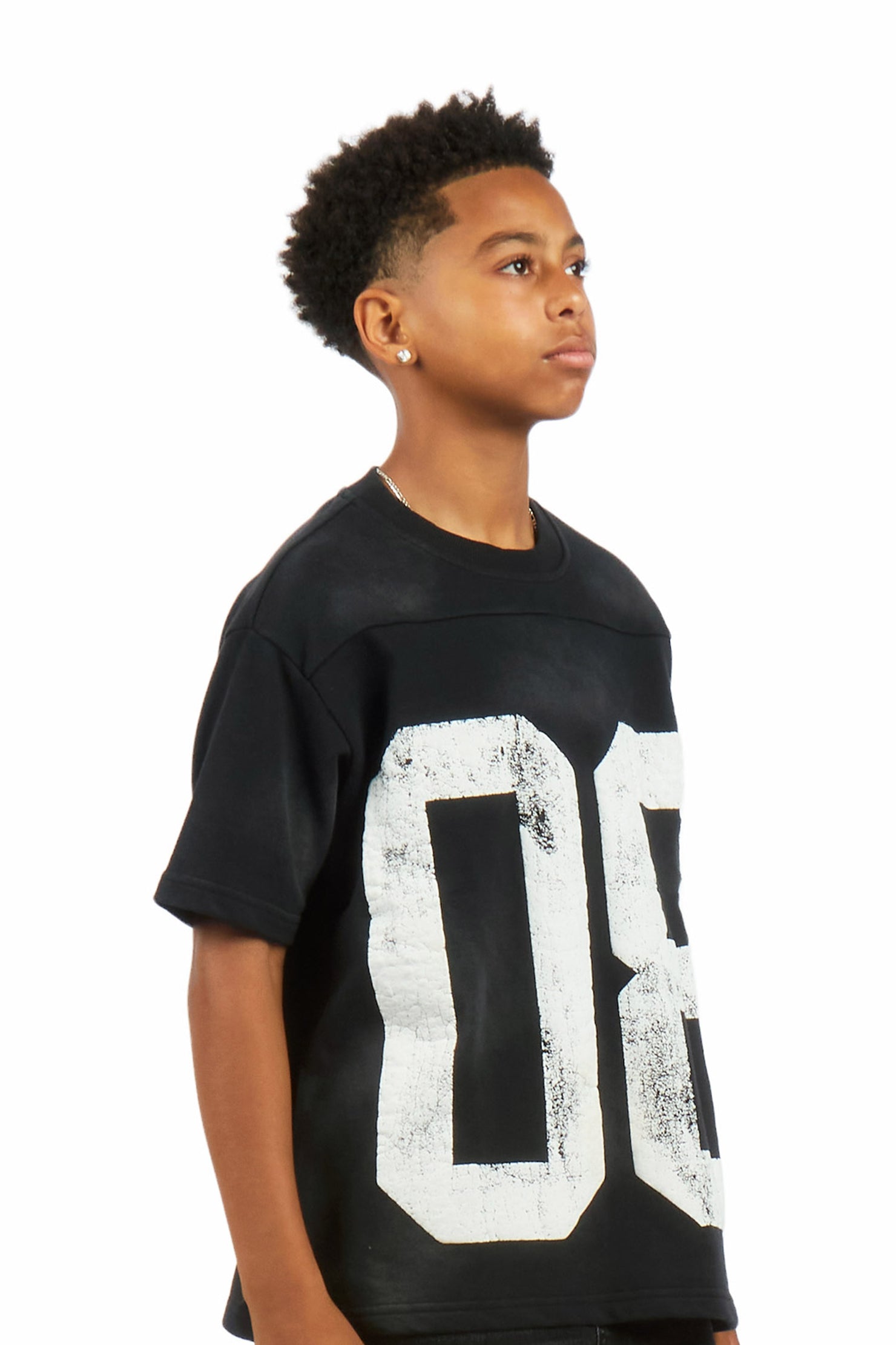 Boys Outline Black French Terry T-Shirt