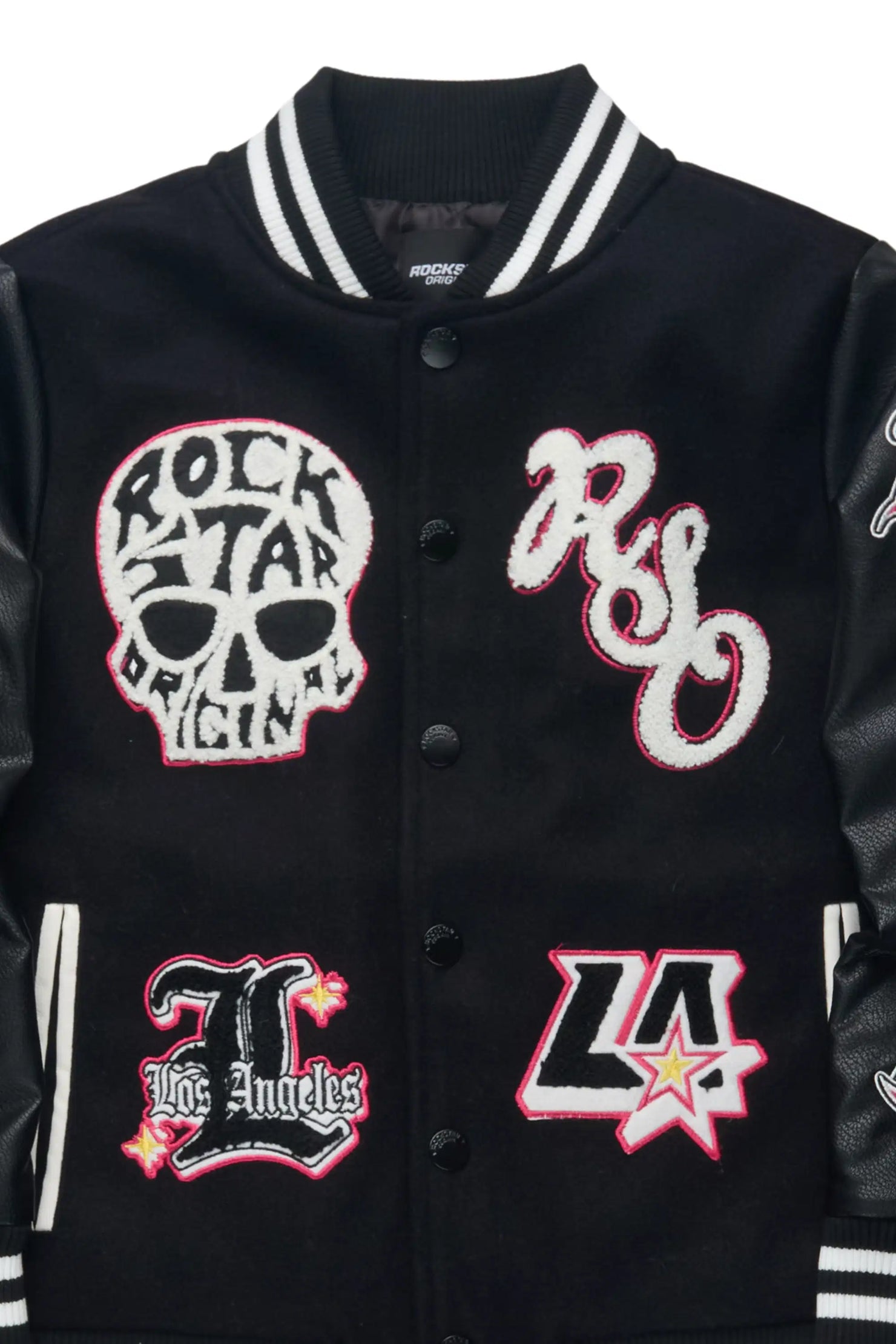 Girls Jermika Black Oversized Varsity Jacket