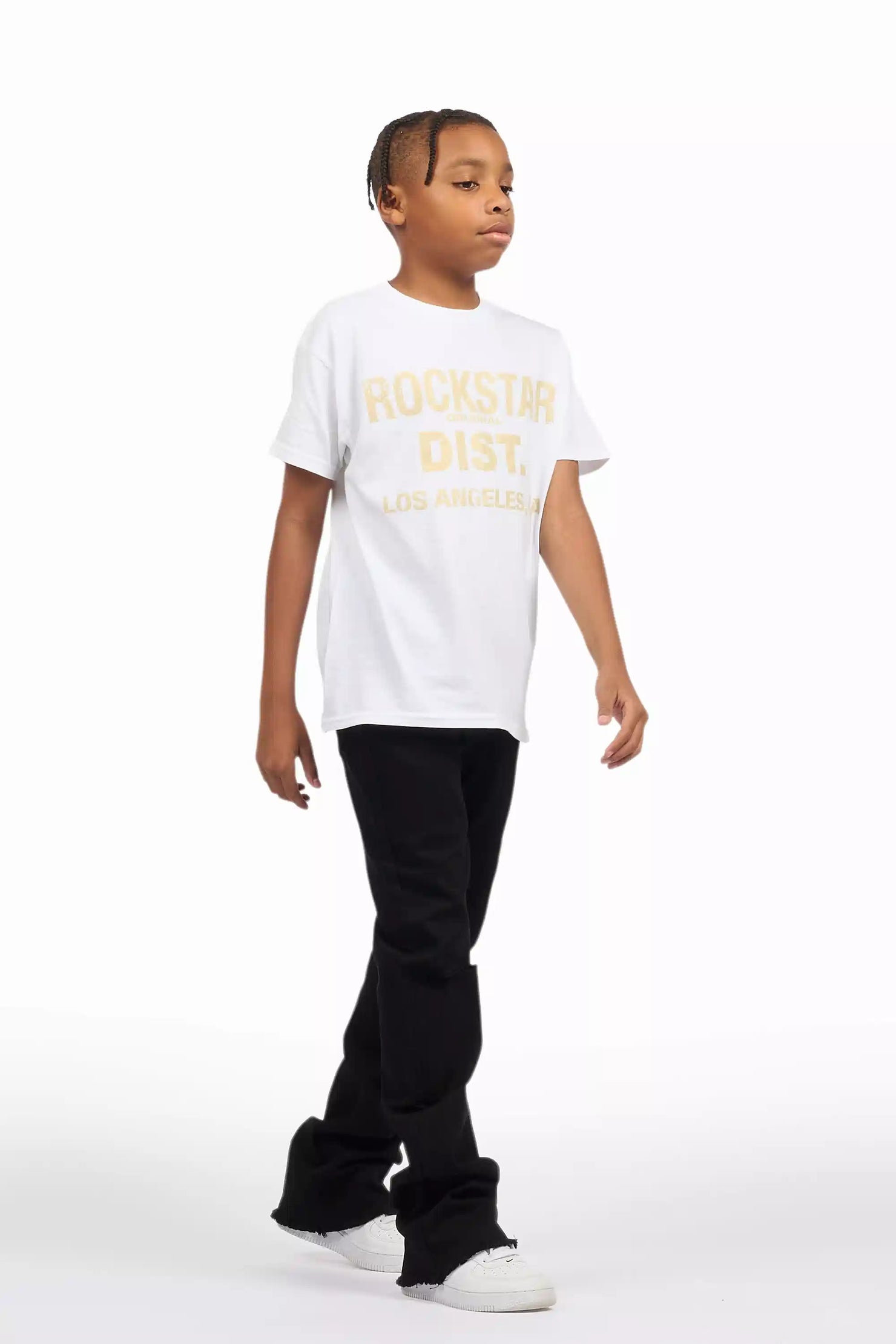 Boys Josiah Black Stacked Flare Jean