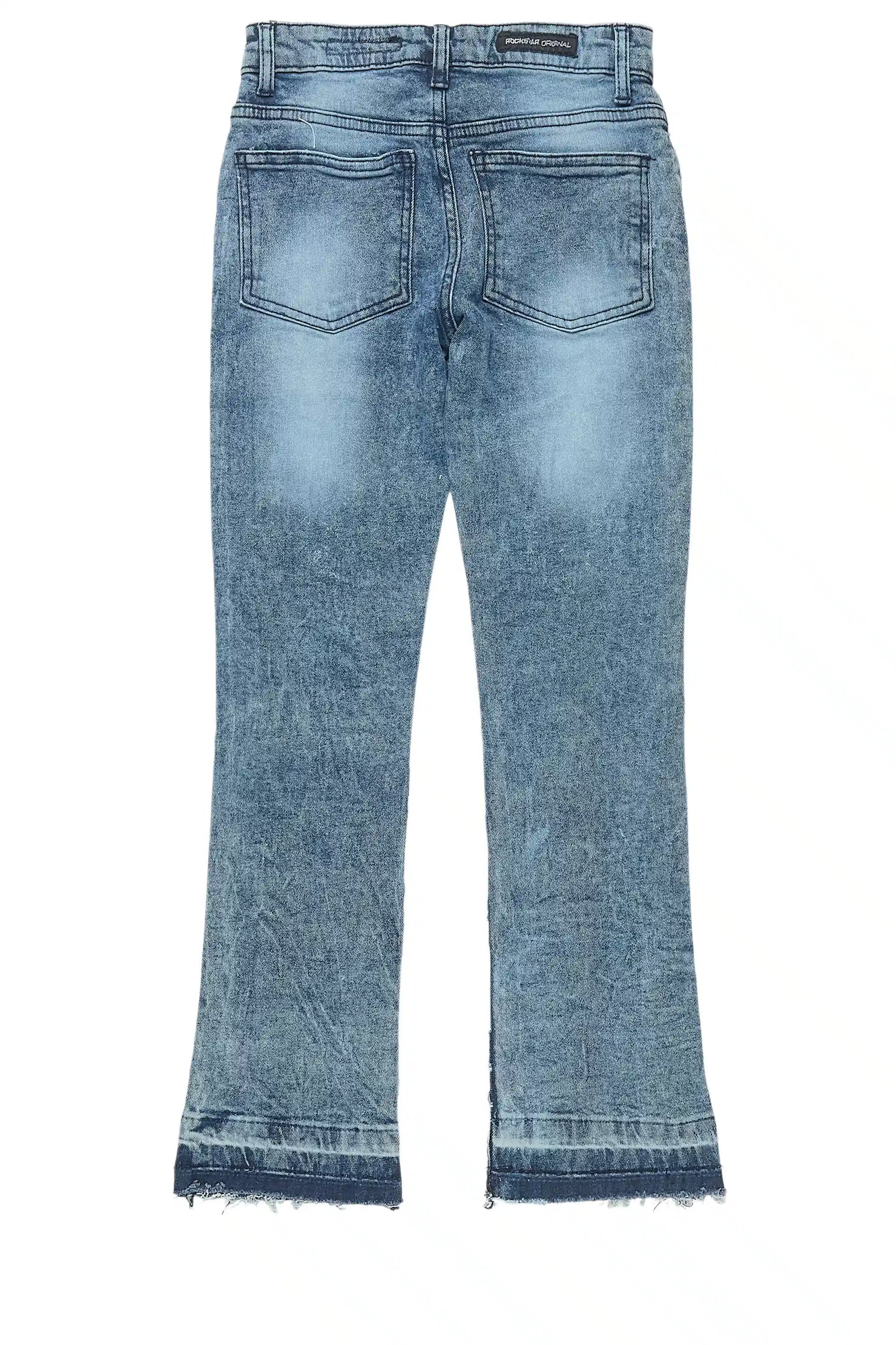 Boys Eli Blue Wash Flare Frayed Jean